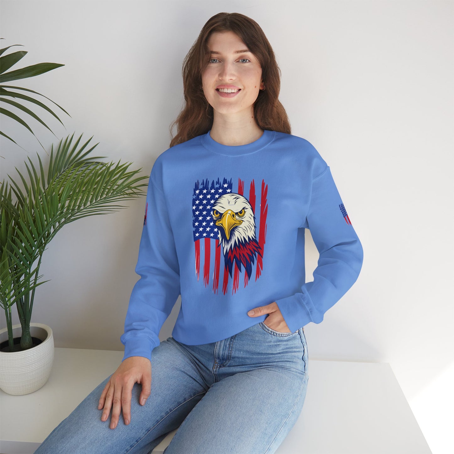 Princess Grace Patriotic Eagle Crewneck Sweatshirt Unisex Heavy Blend