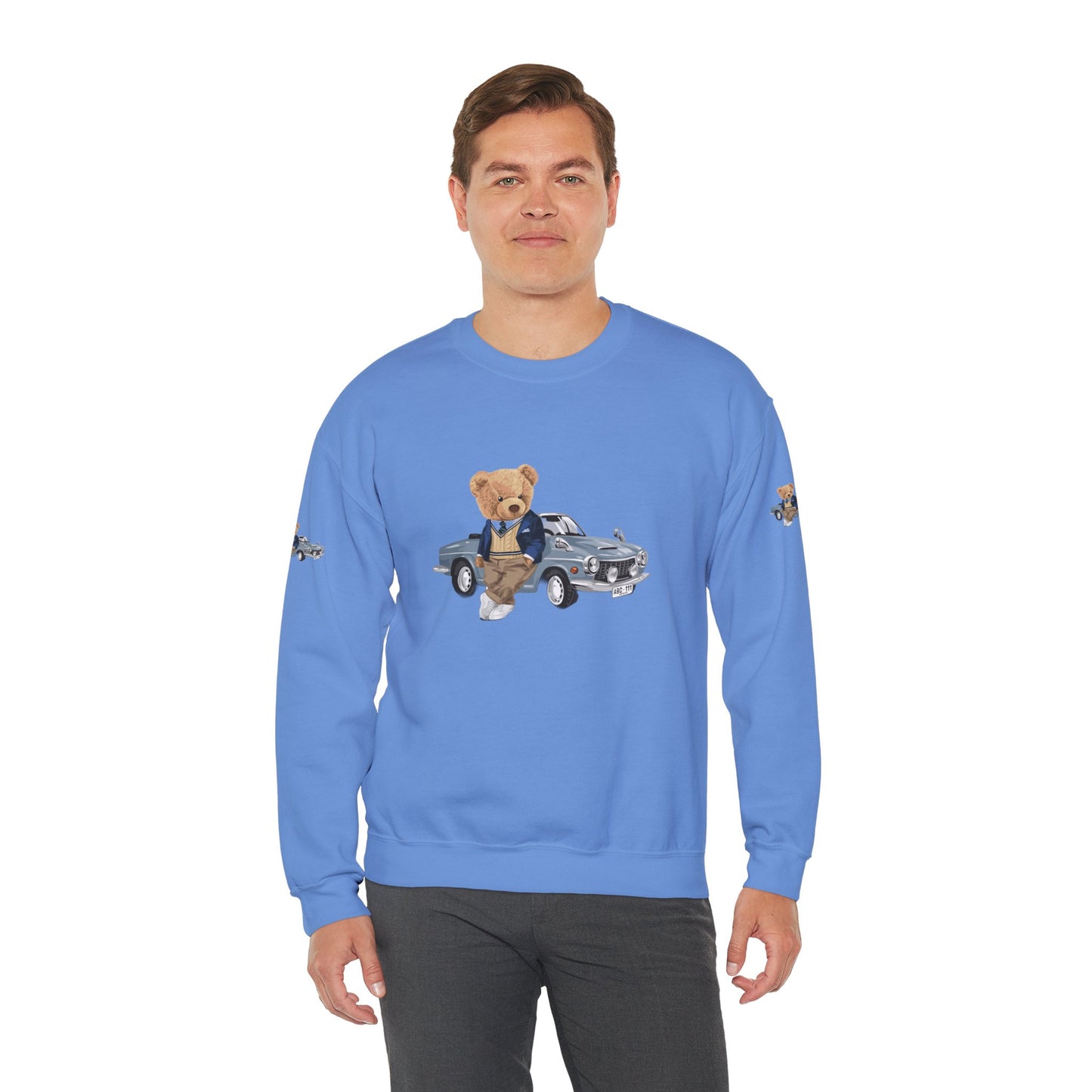 Princess Grace  Stylish Crewneck Sweatshirt with Bear and Car Design