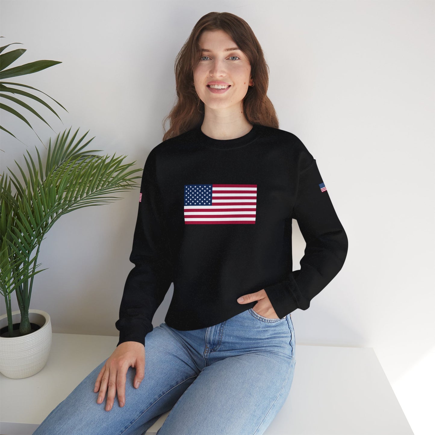 Princess Grace  TAEM USA  Patriotic Unisex Crewneck Sweatshirt with American Flags