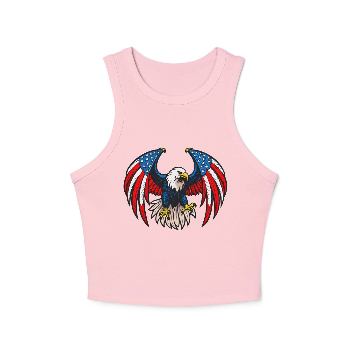 Princess Grace Patriotic Eagle Racer Tank Top USA Flag Design for Women