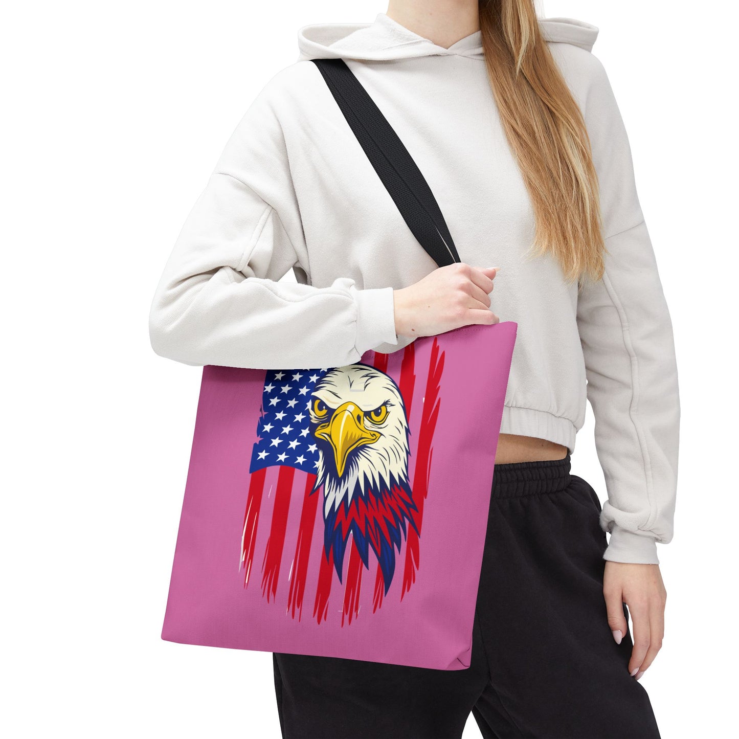 Princess Grace  Patriotic Eagle Tote Bag Bold American Flag Design