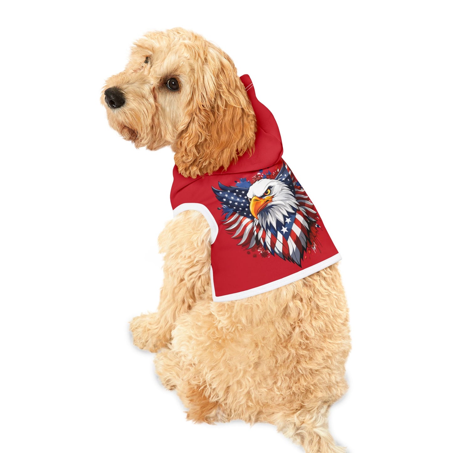 Princes Grace  Patriotic Eagle Pet Hoodie Perfect for National Holidays and Celebrations