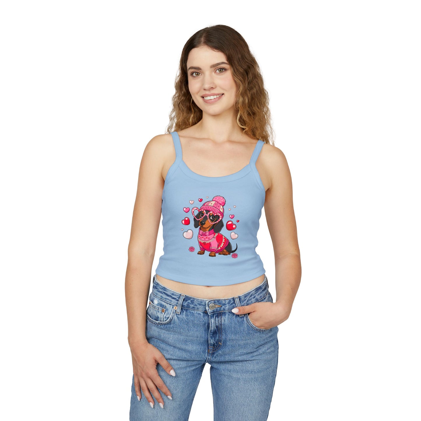 Princess Grace  Cute Dachshund Love Women's Spaghetti Strap Tank Top