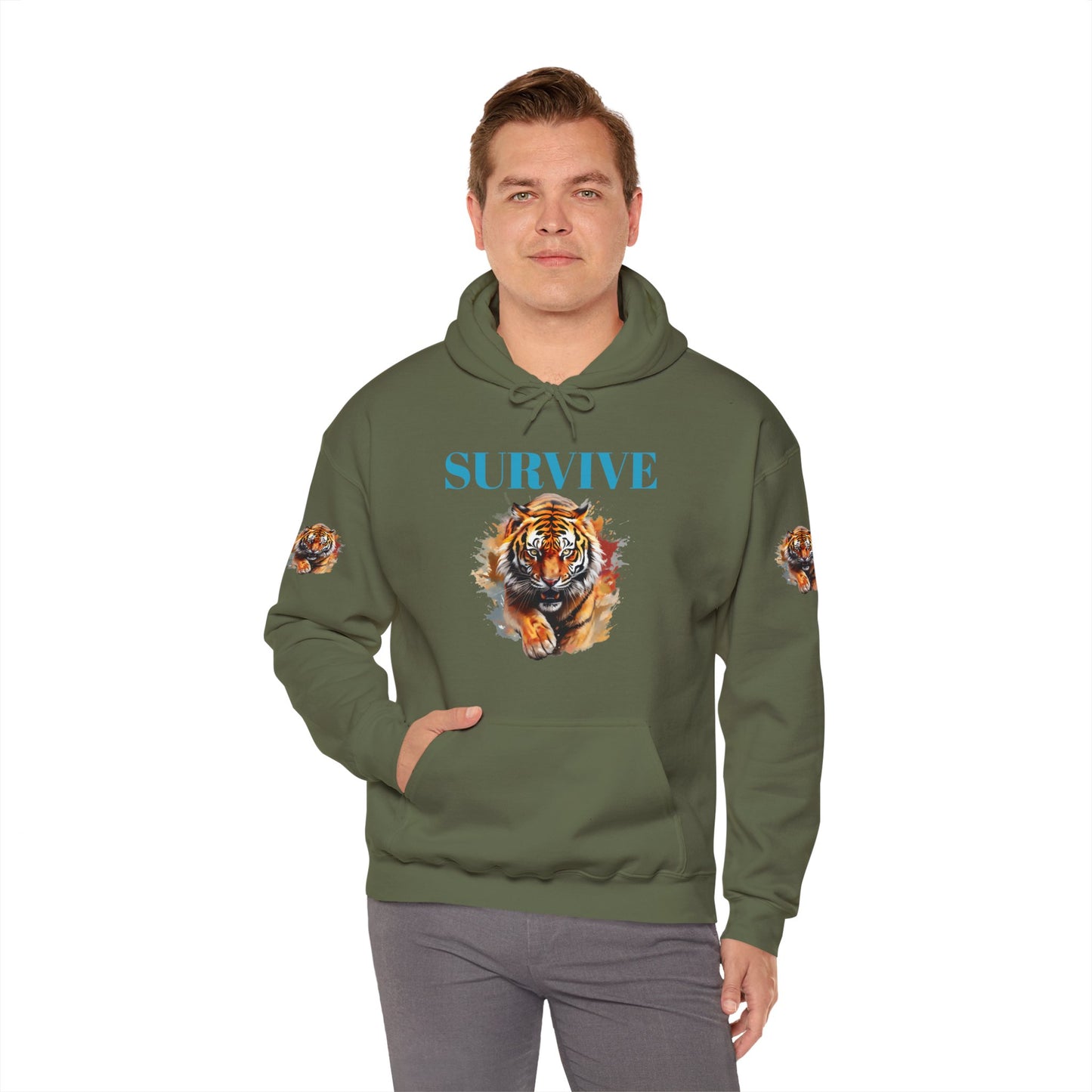 Princess Grace  Survive Tiger Unisex Heavy Blend Hoodie Fierce & Inspirational Sweatshirt