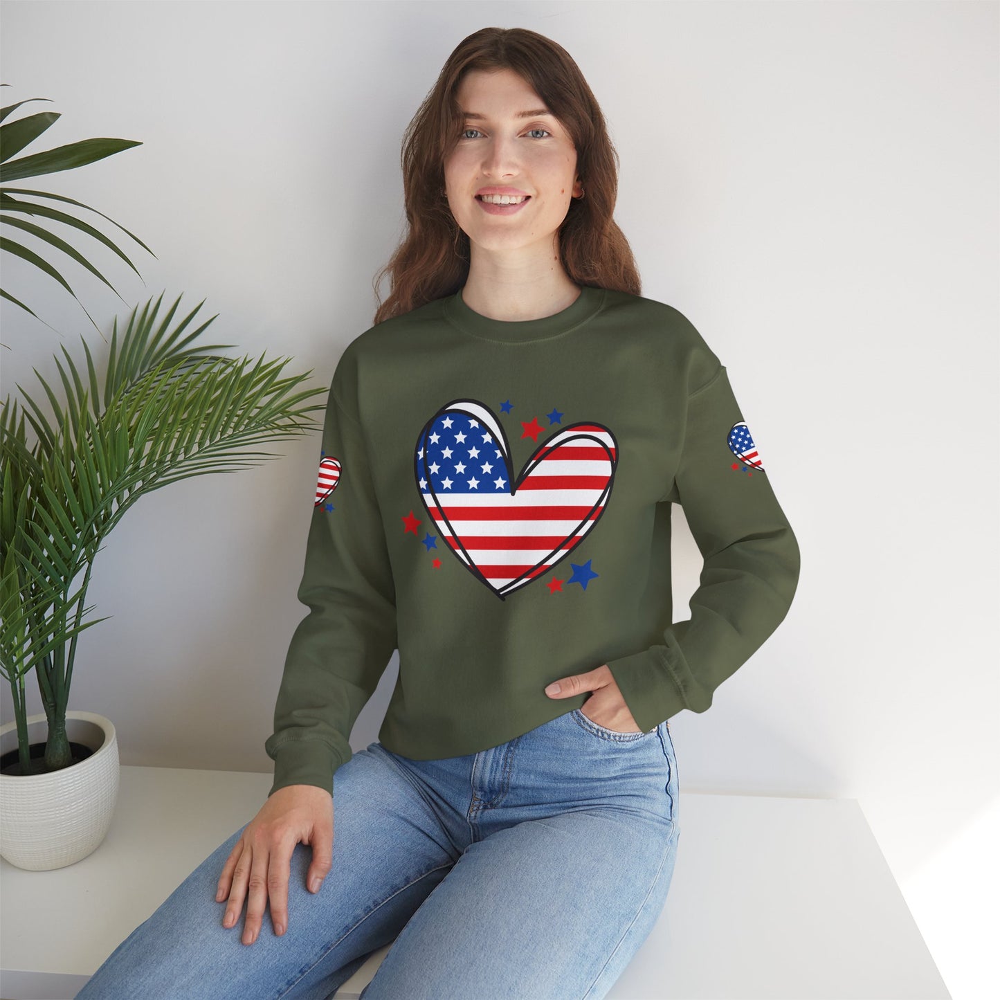 Princess Grace  Patriotic Heart Crewneck Sweatshirt