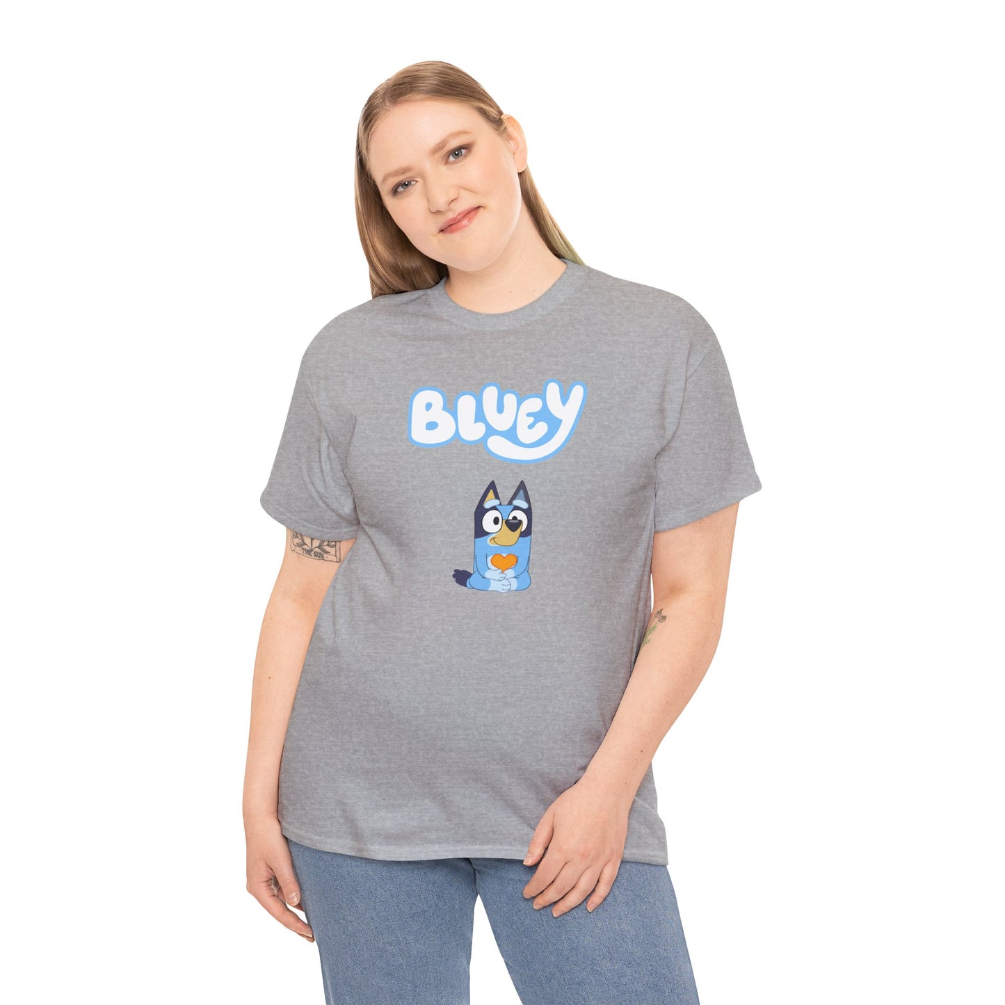 Princess Grace  Bluey Unisex Heavy Cotton Tee  Comfortable Cartoon T-Shirt for Kids and Adults