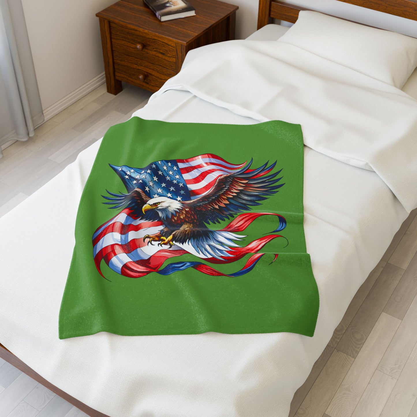 Princess Grace  Patriotic Eagle Velveteen Plush Blanket  Perfect for Independence Day & Cozy Evenings