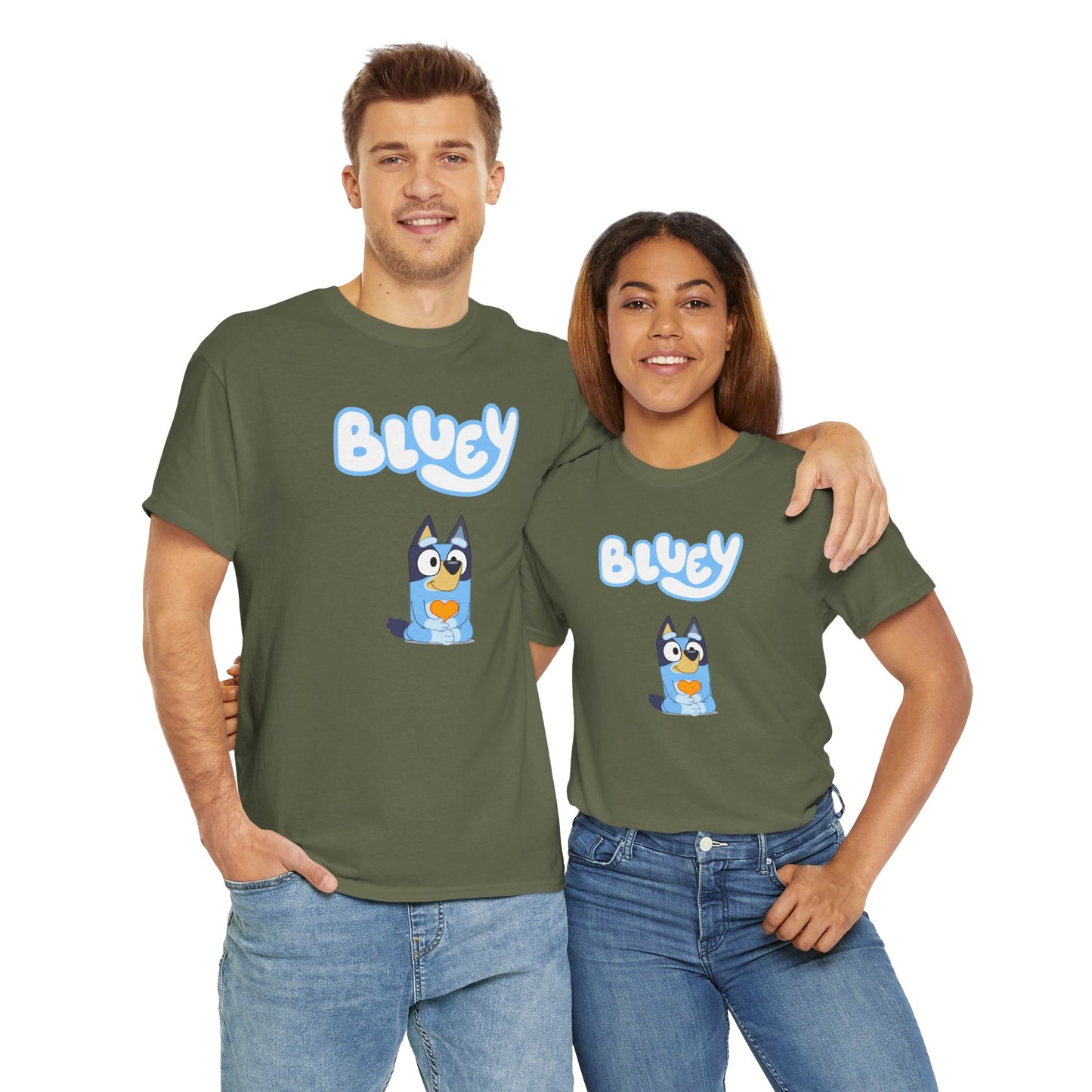 Princess Grace  Bluey Unisex Heavy Cotton Tee  Comfortable Cartoon T-Shirt for Kids and Adults