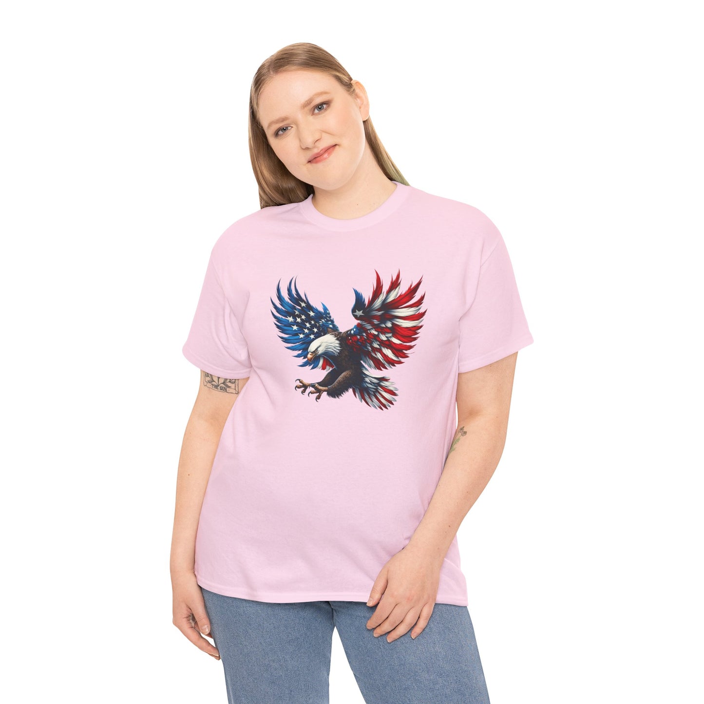 Princess Grace  Patriotic Eagle Unisex Heavy Cotton Tee  Bold USA Graphic Shirt