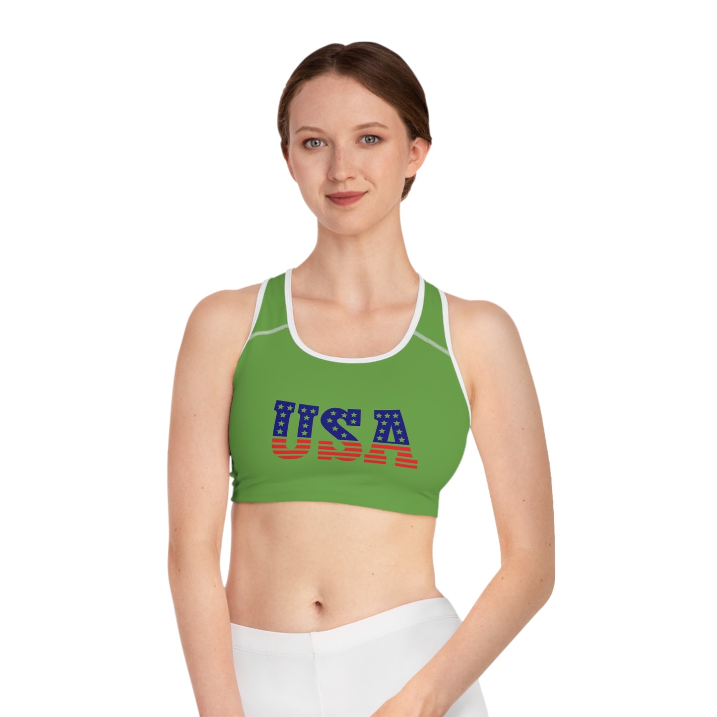 Princess Grace  USA-Themed Sports Bra  Perfect for Fitness Lovers and Patriotic Celebrations