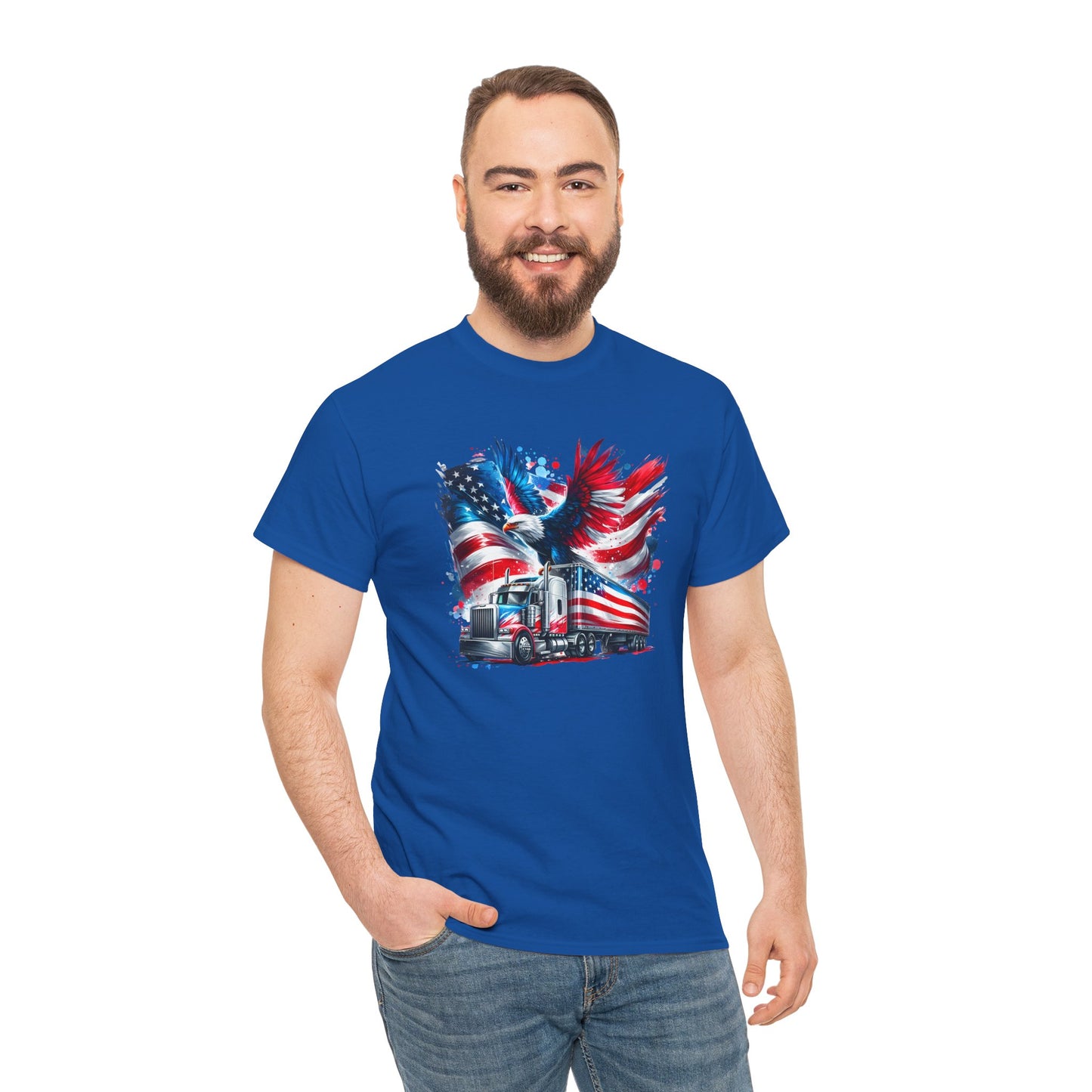 Princess Grace  Patriotic Eagle Truck Unisex Heavy Cotton Tee