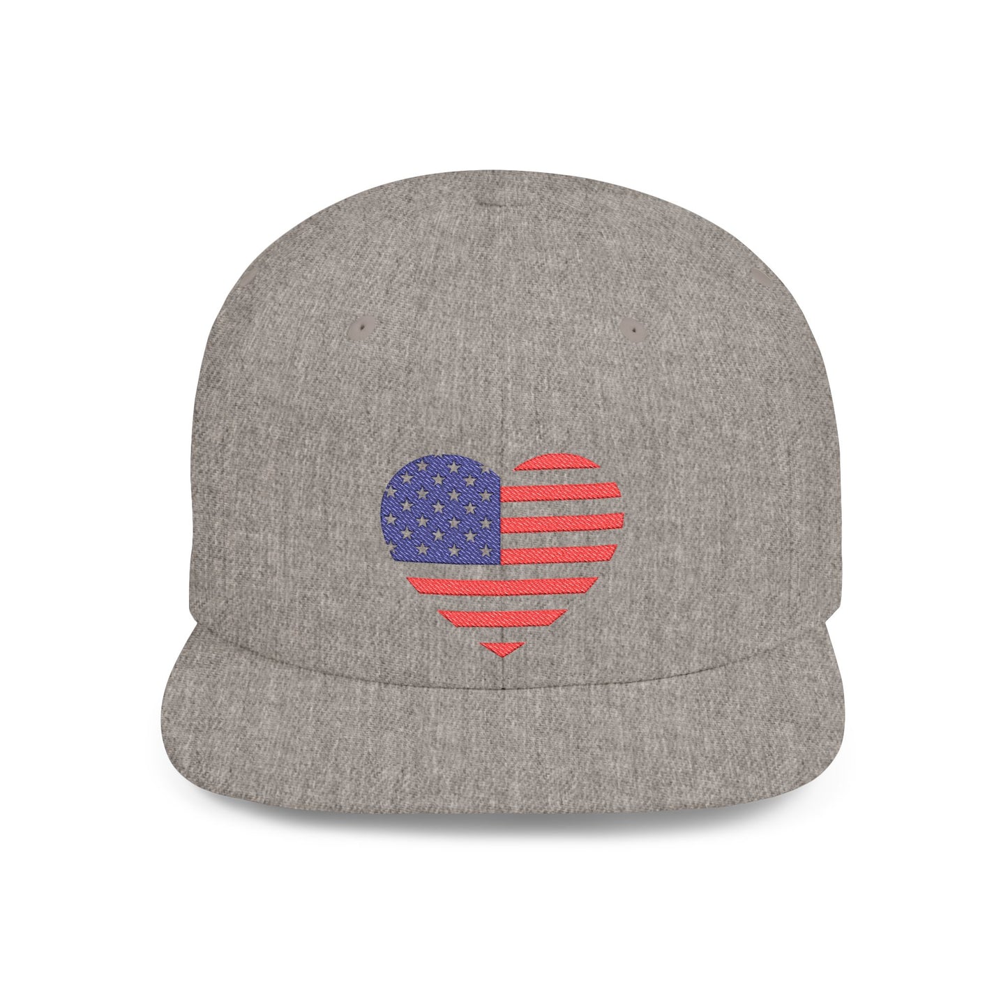 Princess Grace Patriotic Heart Flat Bill Snapback Cap