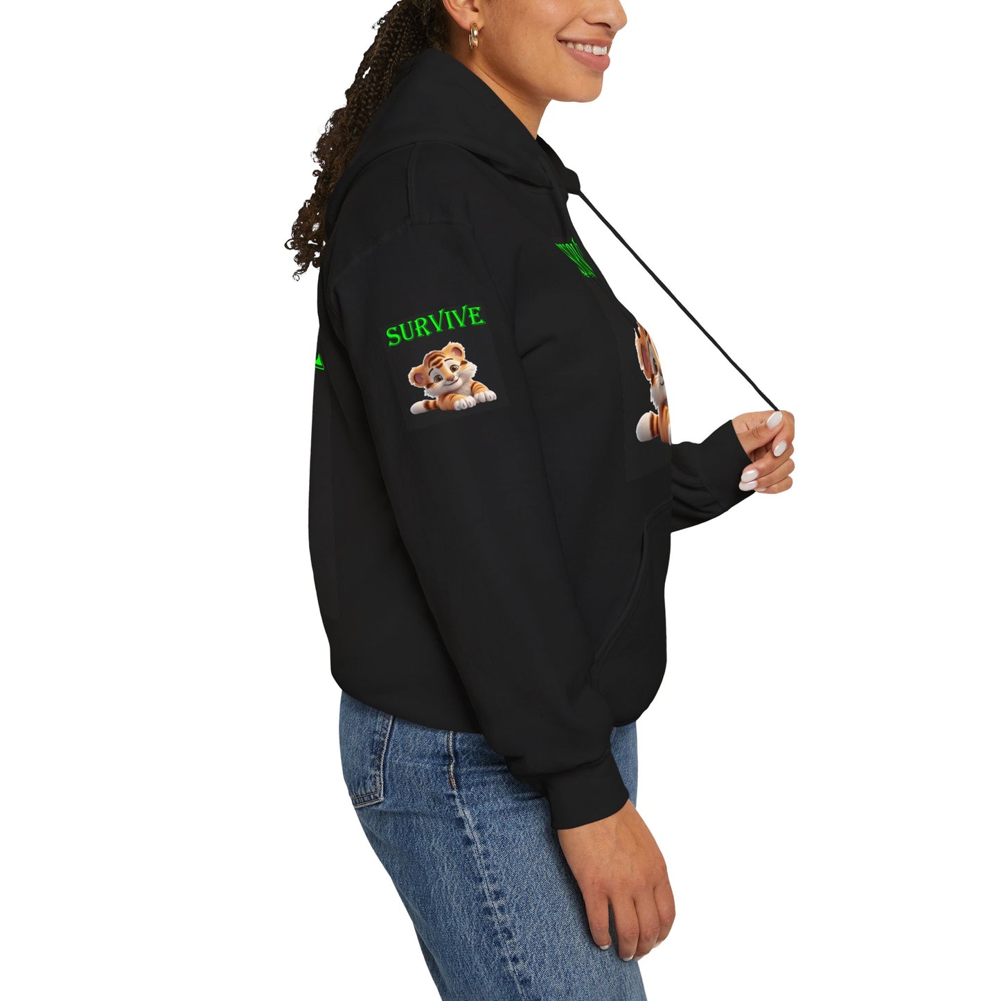 Princess Grace  Survive Tiger Unisex Heavy Blend Hoodie  Cute Animal Design for Nature Lovers