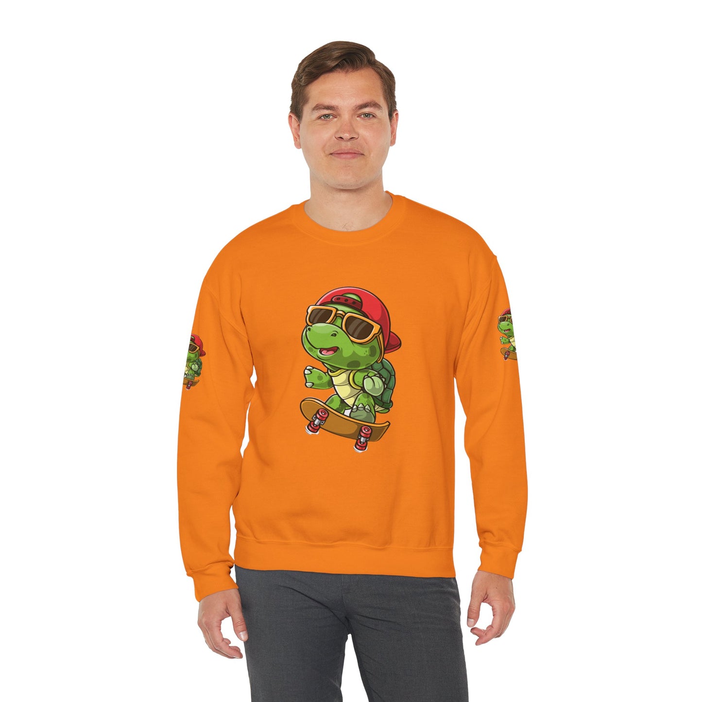 Princess Grace  Cool Turtle Skateboarding Crewneck Sweatshirt for Kids and Teens