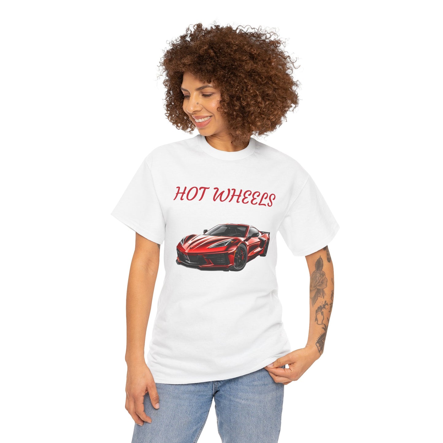 Princess Grace Red Corvette Unisex Heavy Cotton Tee Hot Wheels Racing Graphic Tee for Car Enthusiasts