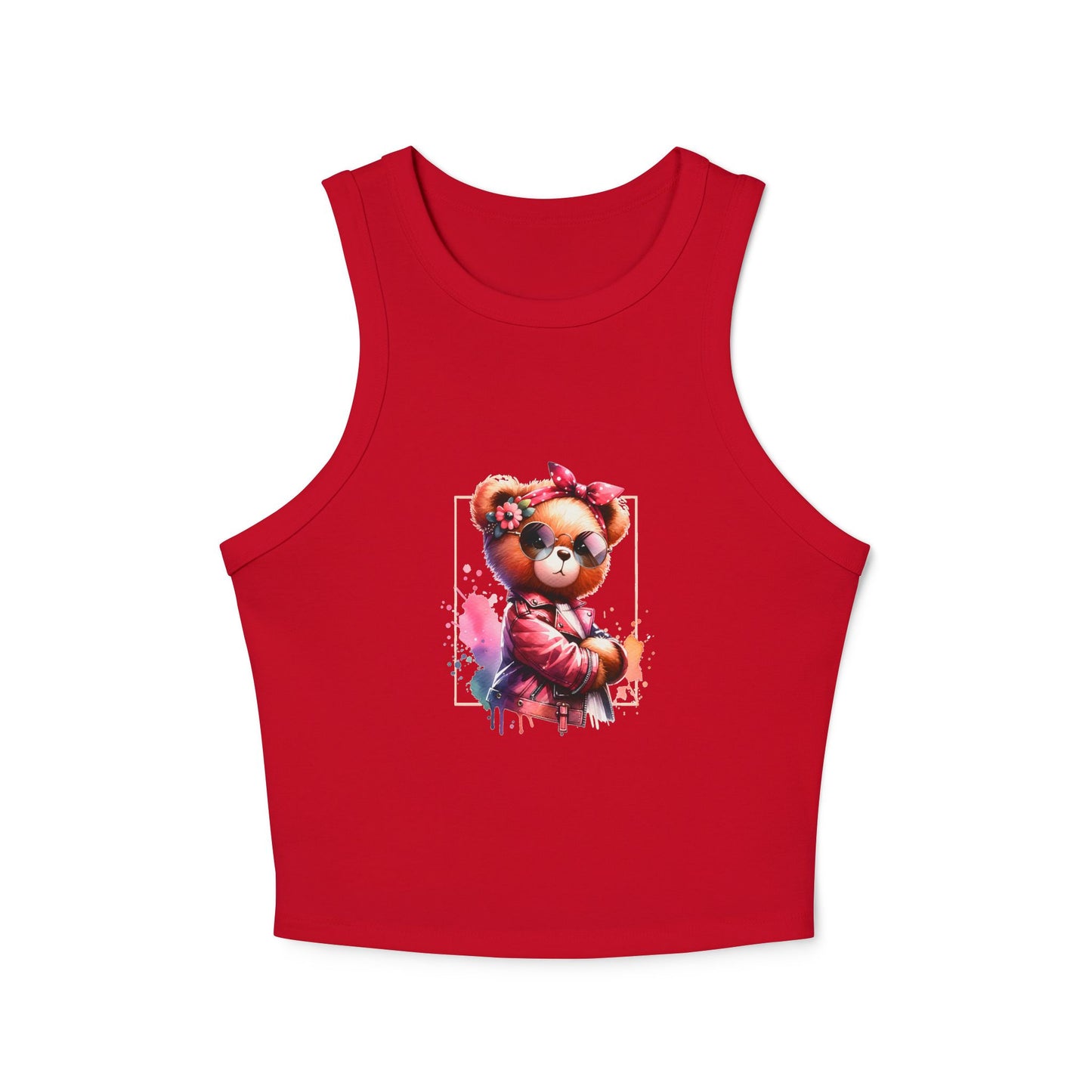 Princess Grace  Cute Floral Teddy Bear Racer Tank Top for Women