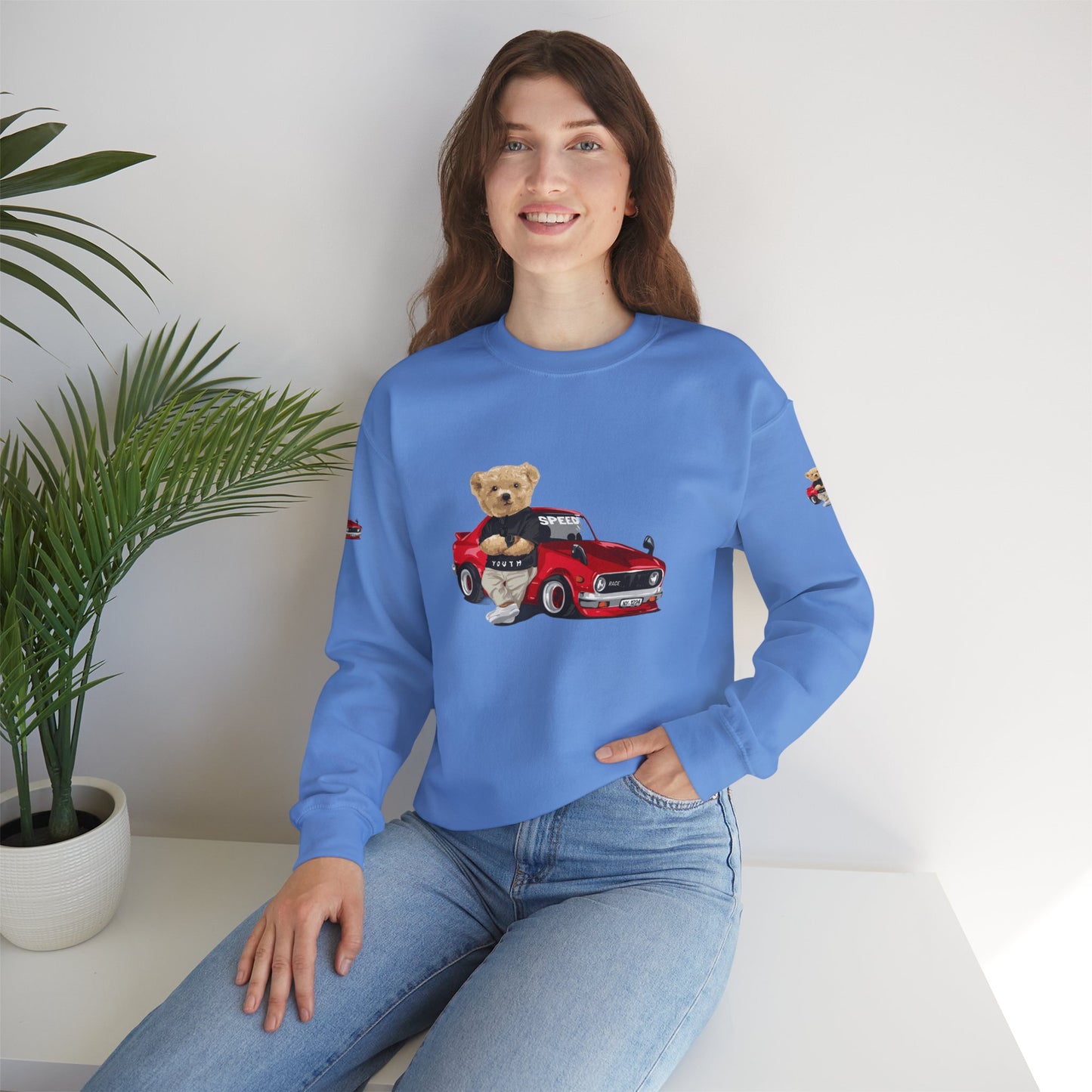 Princess Grace  Cute Bear Vintage Car Sweatshirt Unisex Heavy Blend Crewneck