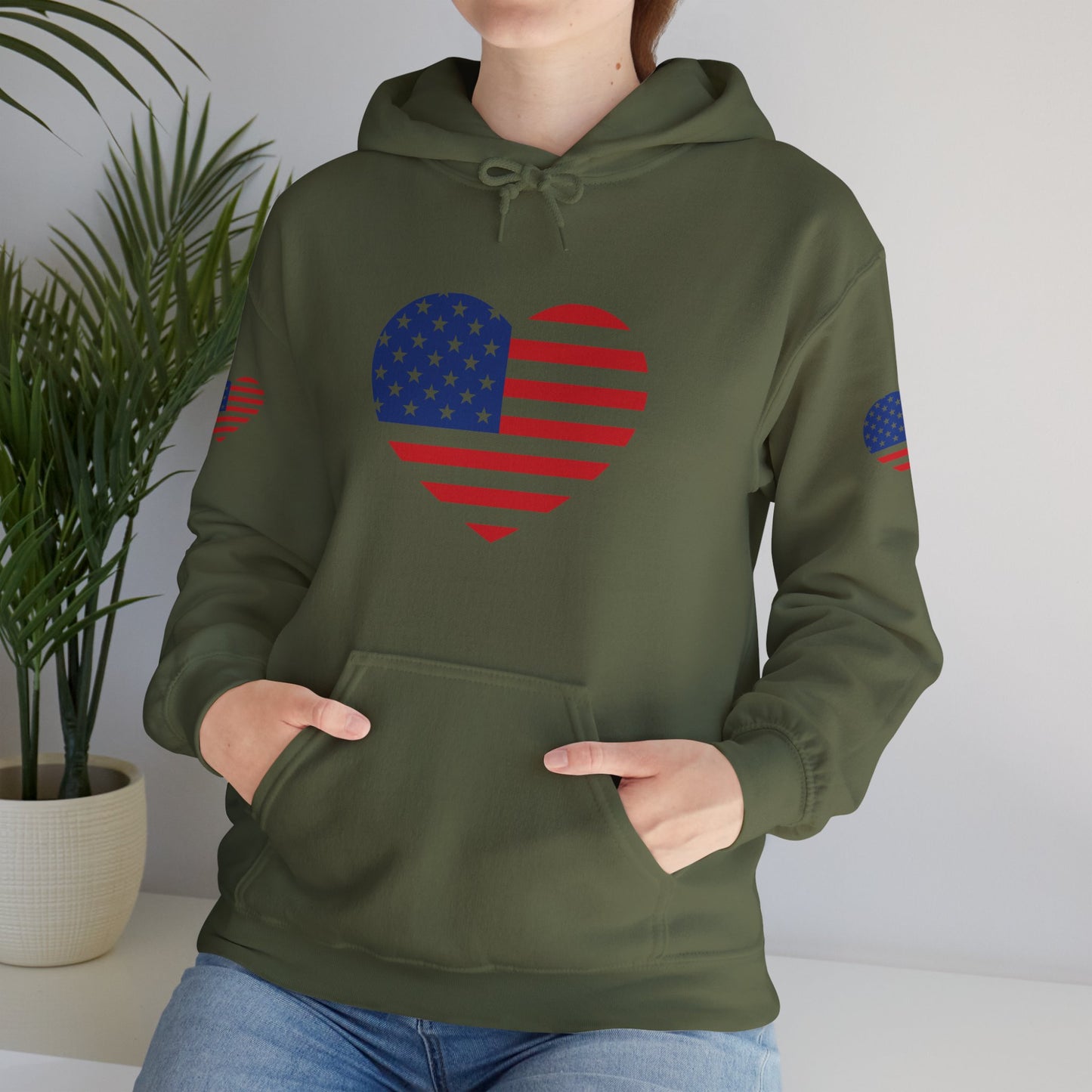 Princess Grace  Patriotic Heart Design Unisex Hoodie  Perfect for Holidays and Celebrations