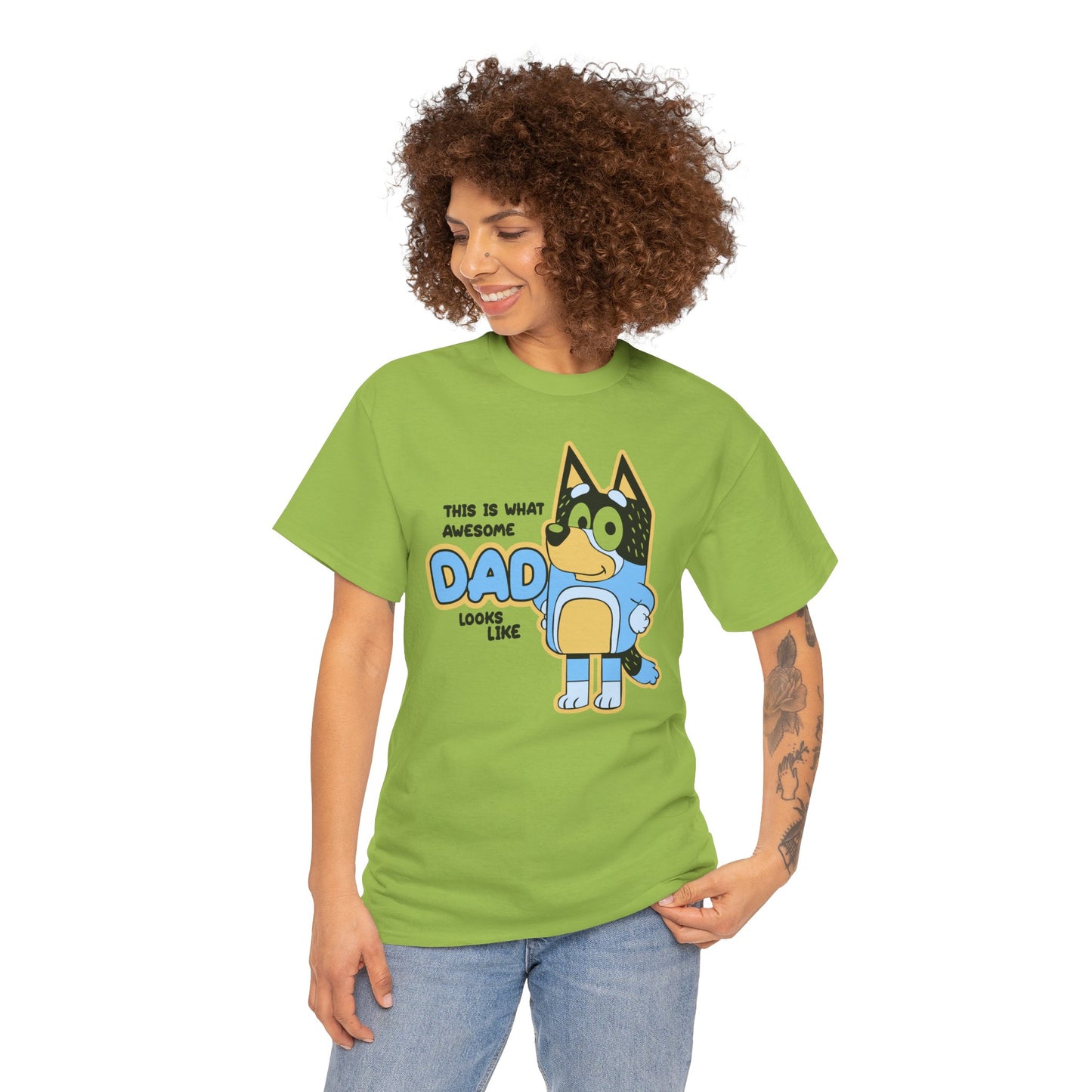 Princess Grace  Bluey  Awesome Dad Unisex Heavy Cotton Tee  Funny Gift for Father's Day