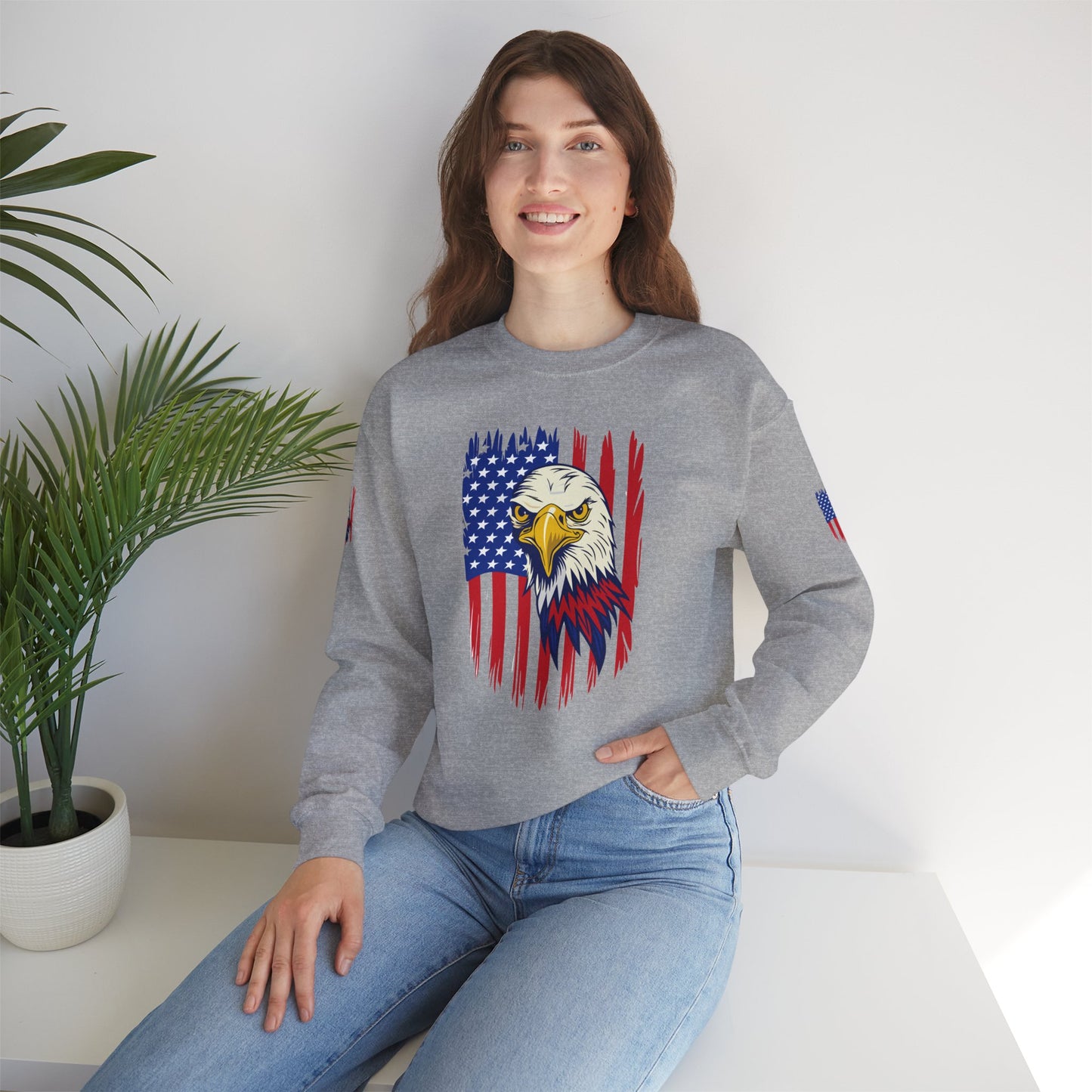 Princess Grace Patriotic Eagle Crewneck Sweatshirt Unisex Heavy Blend