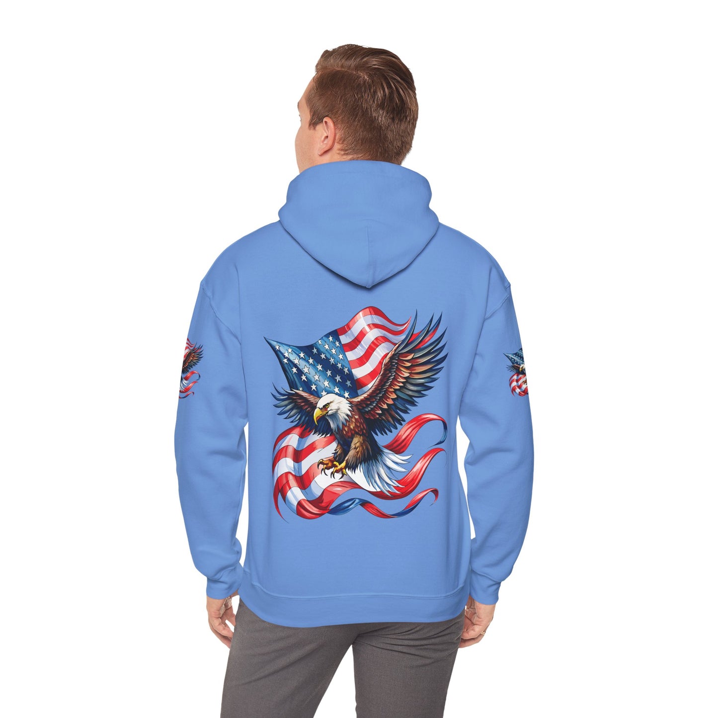 Princess Grace  Patriotic Eagle Hoodie   Unisex Heavy Blend  Sweatshirt with American Flag Design