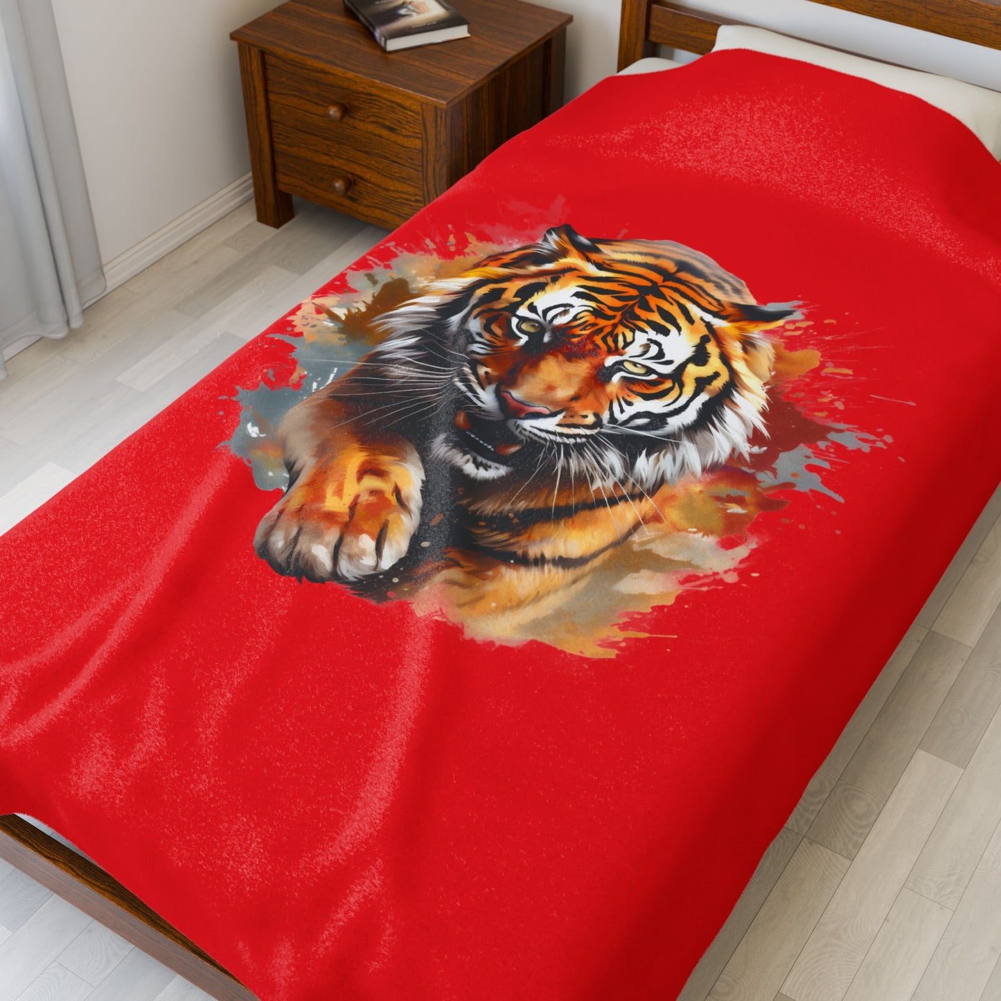 Princess Grace  Roaring Tiger Velveteen Plush Blanket  Cozy Home Decor for Animal Lovers