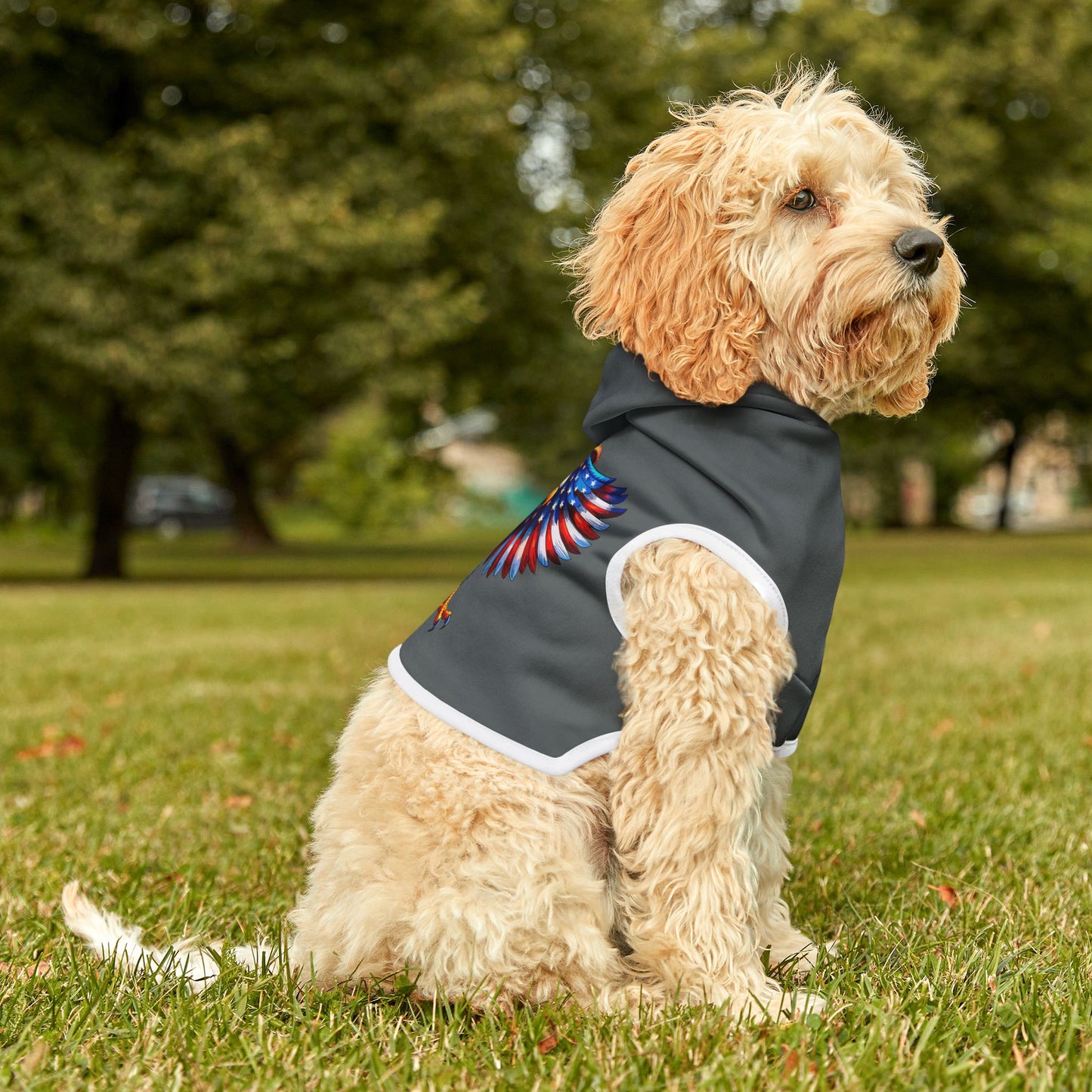 Princess Grace  Patriotic Eagle Pet Hoodie  Cozy Dog Apparel for Independence Day