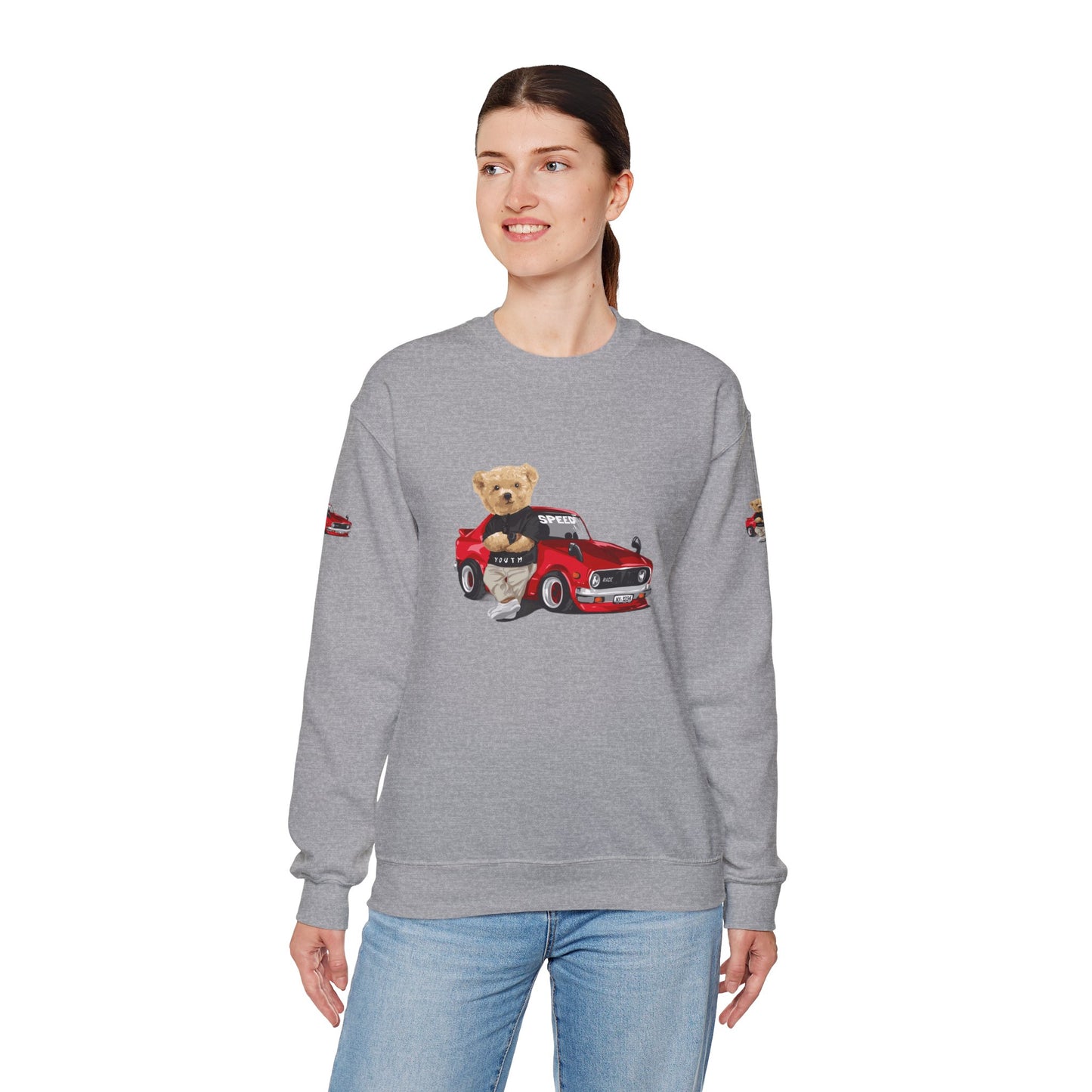 Princess Grace  Cute Bear Vintage Car Sweatshirt Unisex Heavy Blend Crewneck