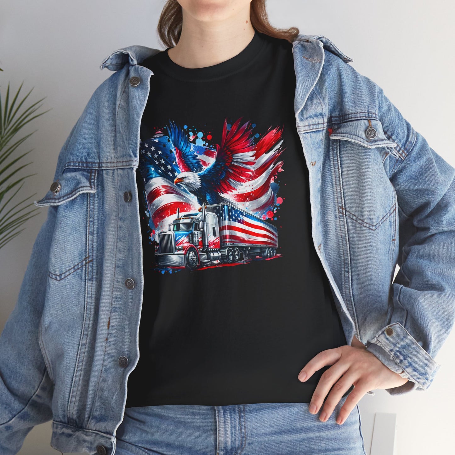 Princess Grace  Patriotic Eagle Truck Unisex Heavy Cotton Tee