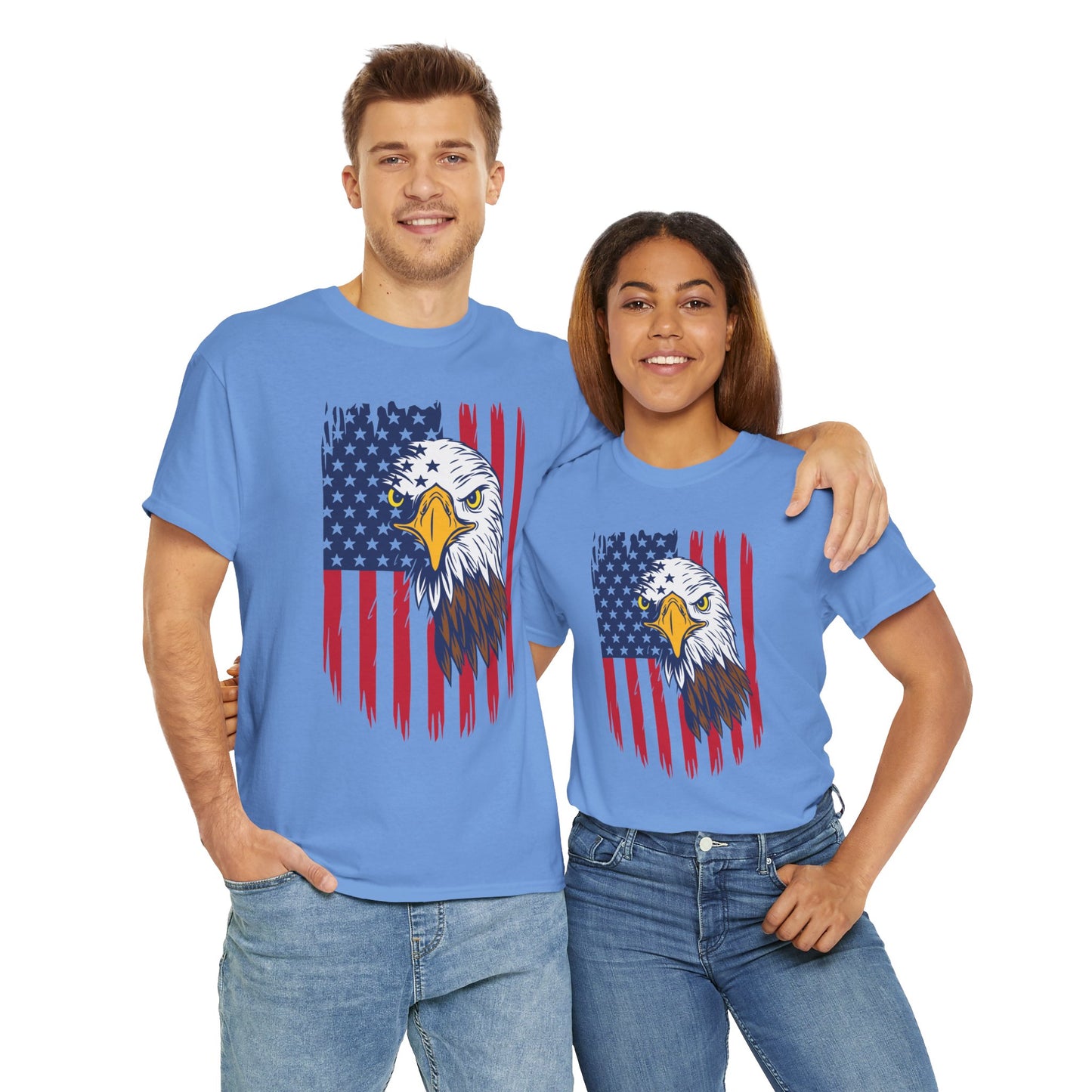 Princess Grace  Eagle & American Flag Unisex Heavy Cotton Tee   Patriotic Apparel for All Occasions