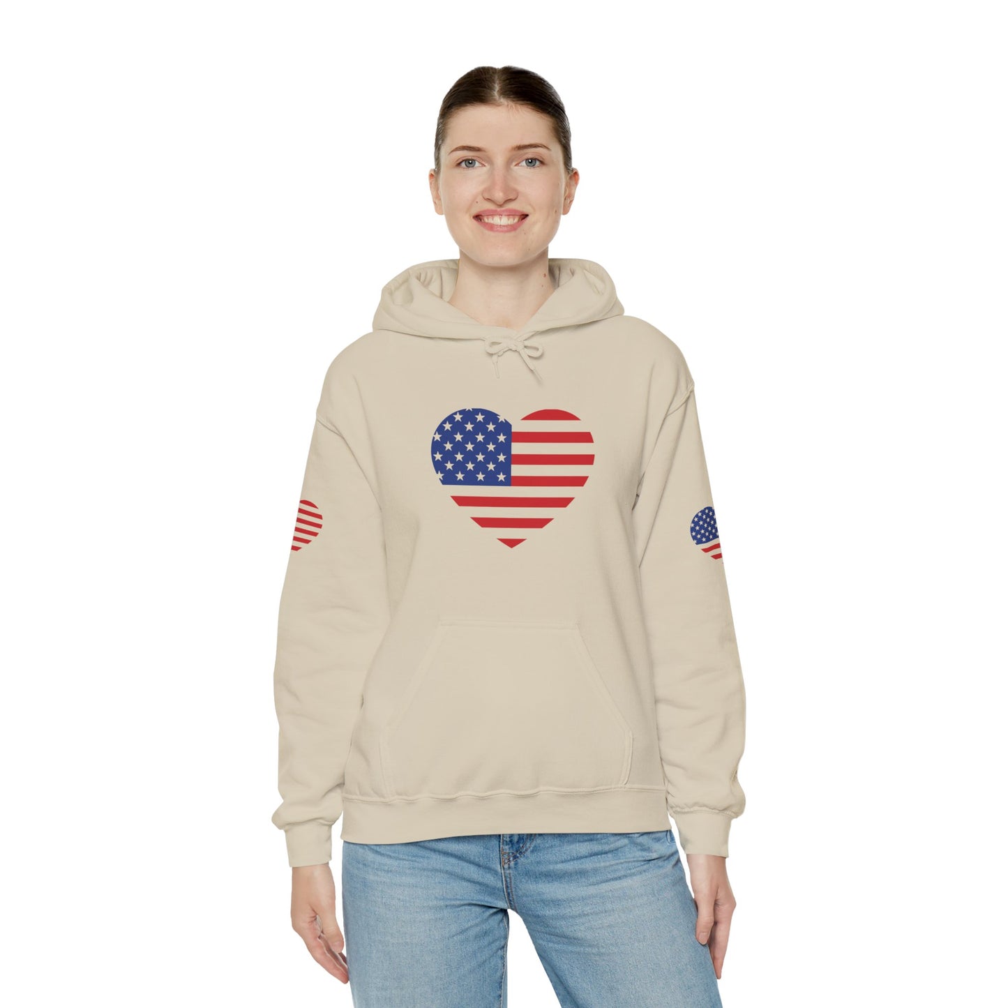 Princess Grace  Patriotic Heart Design Unisex Hoodie  Perfect for Holidays and Celebrations
