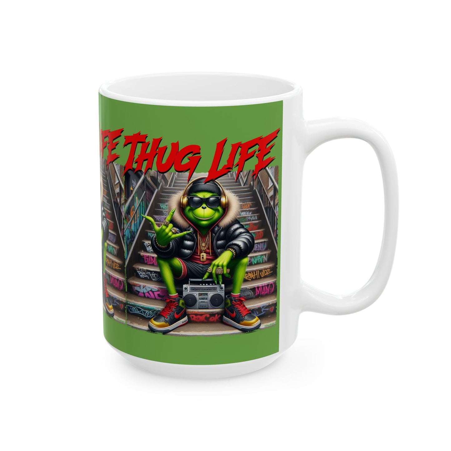 Princess Grace Thug Life Kermit Ceramic Mug  Cool Hip-Hop Style Coffee Cup