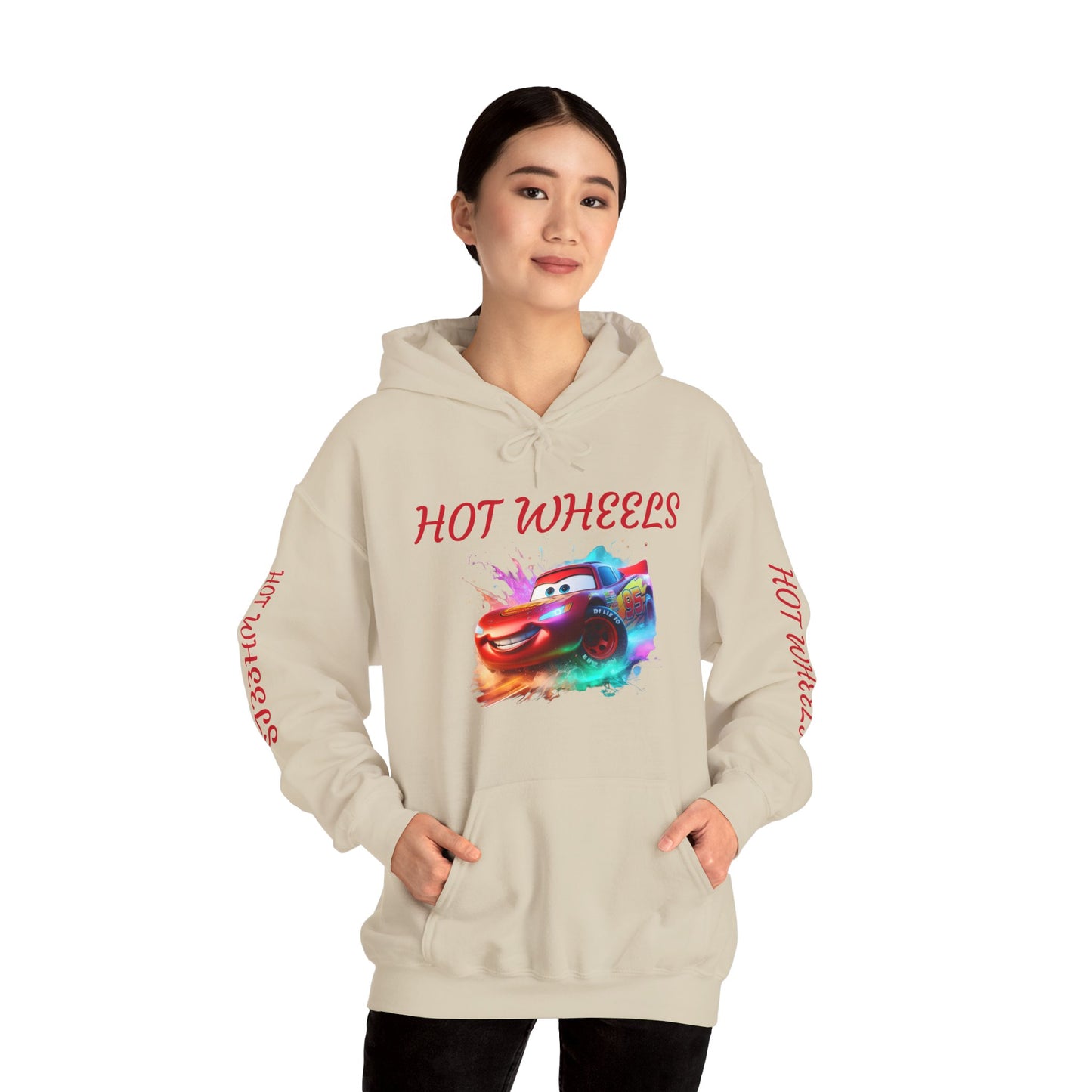 Princess Grace  Hot Wheels Unisex Heavy Blend Hooded Sweatshirt Fun and Colorful Racing Design