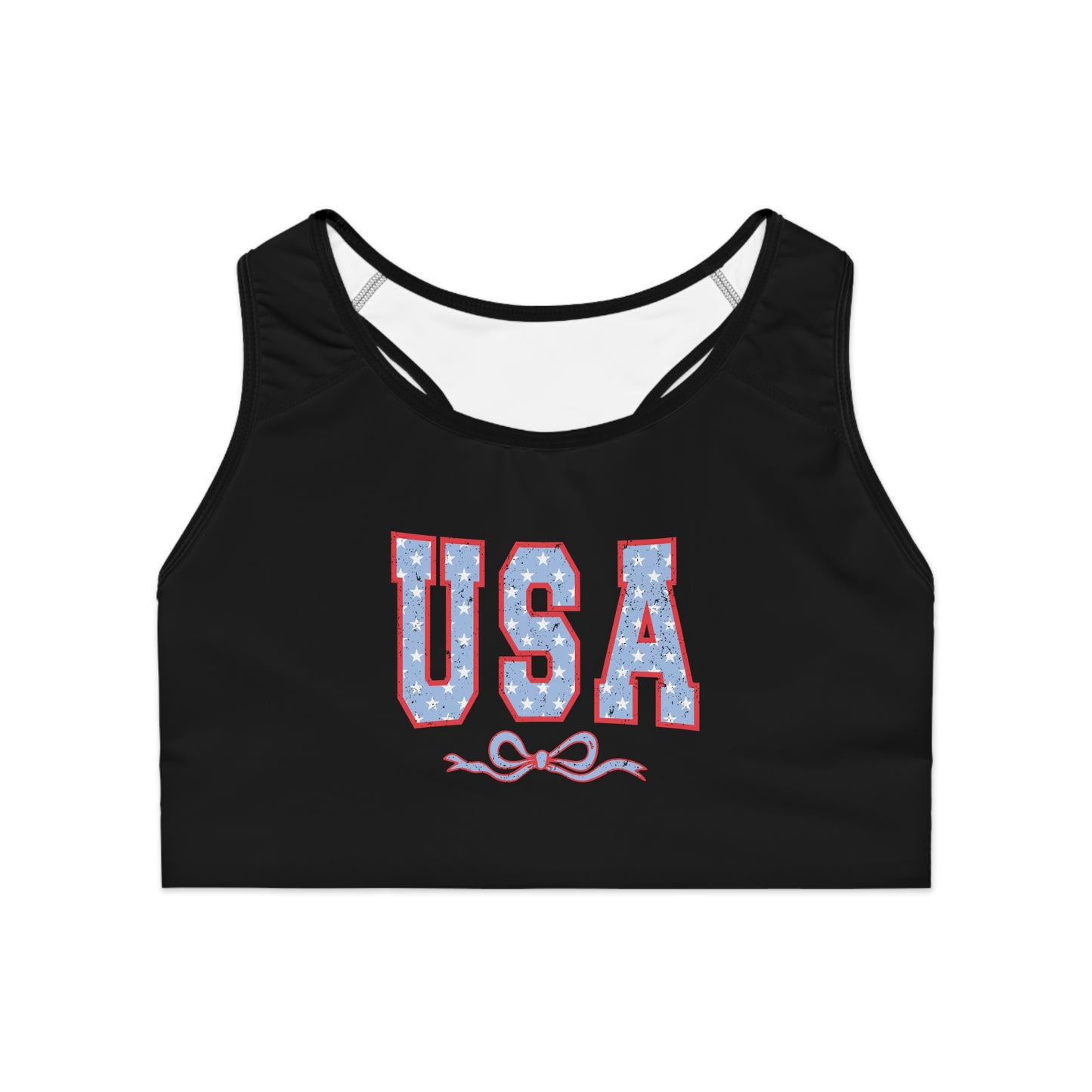 Princess Grace  Patriotic USA Sports Bra for Fitness and Active Wear