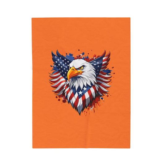 Princess Grace Patriotic Eagle Velveteen Plush Blanket  Cozy American Flag Throw for Home Decor