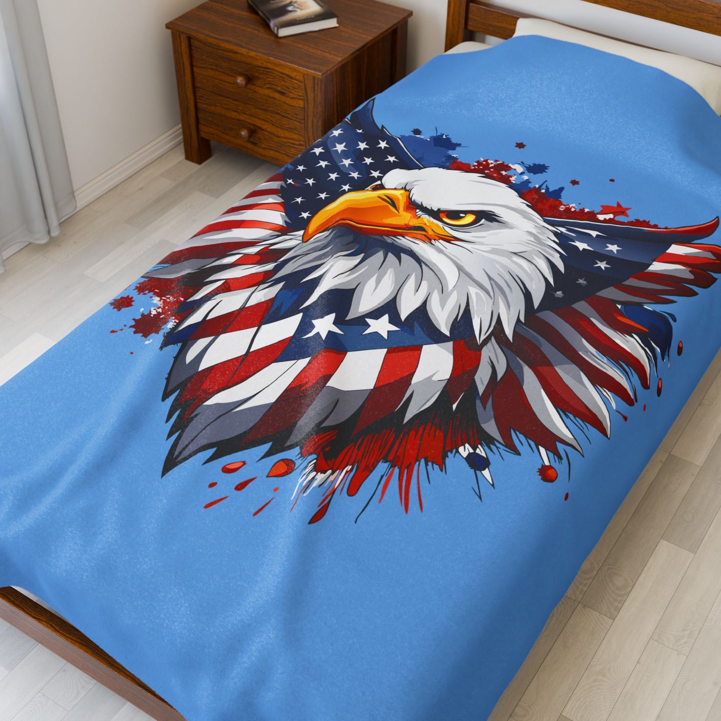 Princess Grace  Patriotic Velveteen Plush Blanket with Eagle Design