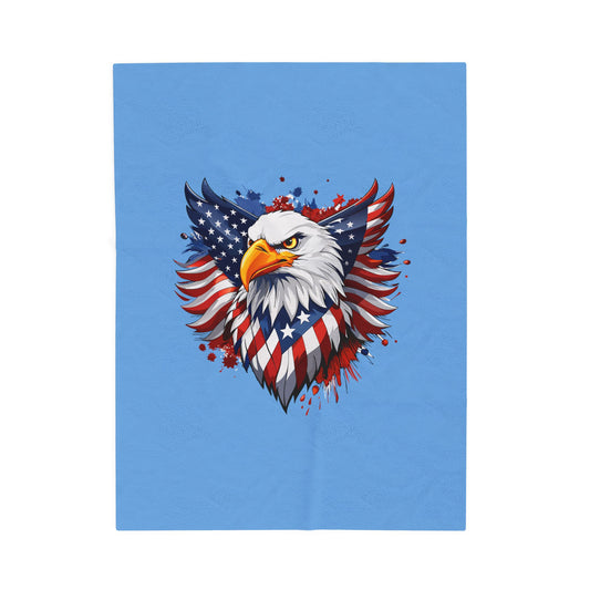 Princess Grace  Patriotic Velveteen Plush Blanket with Eagle Design