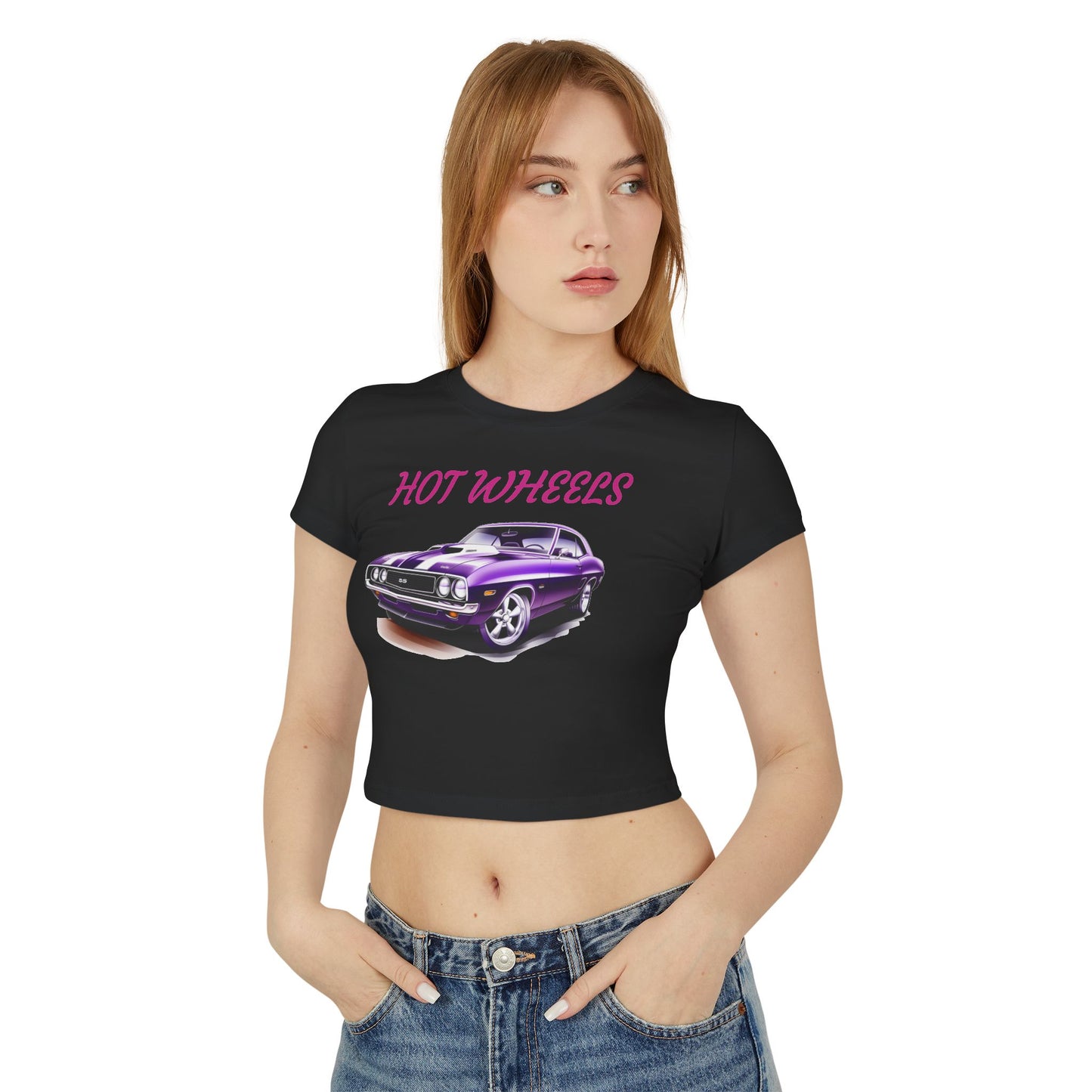 Princess Grace  Hot Wheels Women's Baby Tee Retro Car Graphic Top for Car Enthusiasts