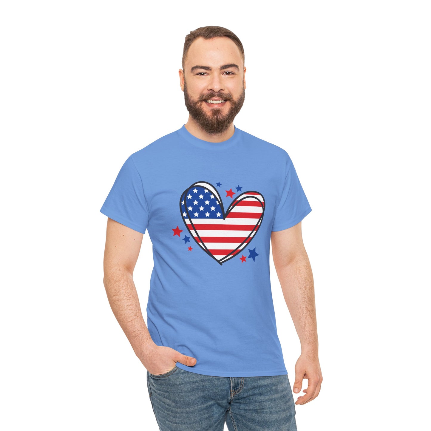 Princess Grace  Patriotic Heart Unisex Heavy Cotton Tee  USA Love T-Shirt