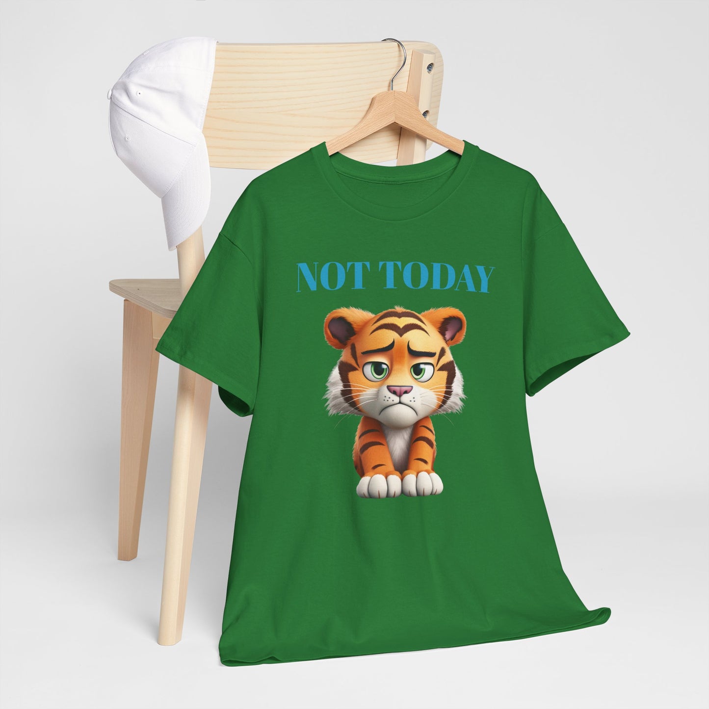 Princess Grace  Not Today Tiger Unisex Heavy Cotton Tee Casual Fun Cat Graphic Shirt