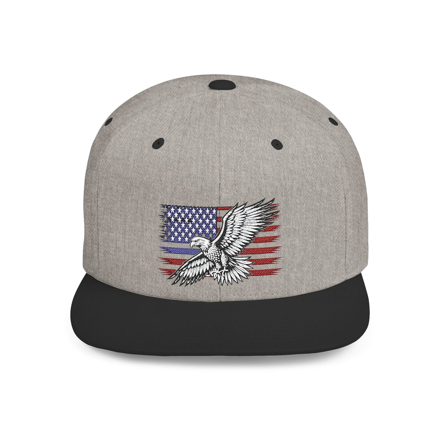 Princess Grace  Eagle Embroidered Flat Bill Snapback Hat Patriotic Style for Outdoor Enthusiasts