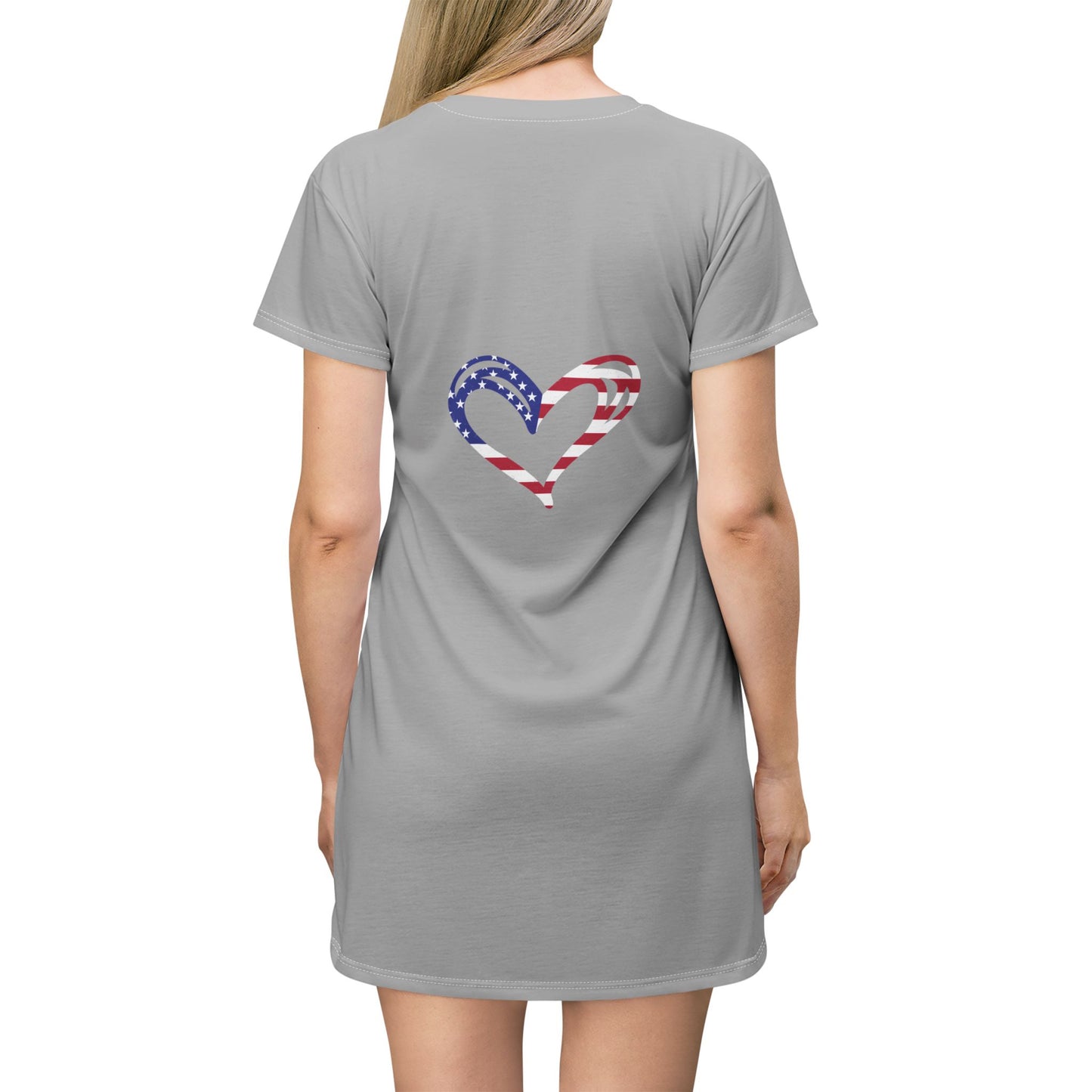 Princess Grace  Patriotic Heart T-Shirt Dress  Casual Summer Fashion for Independence Day