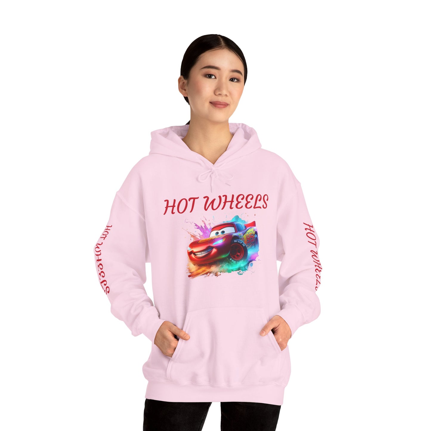 Princess Grace  Hot Wheels Unisex Heavy Blend Hooded Sweatshirt Fun and Colorful Racing Design