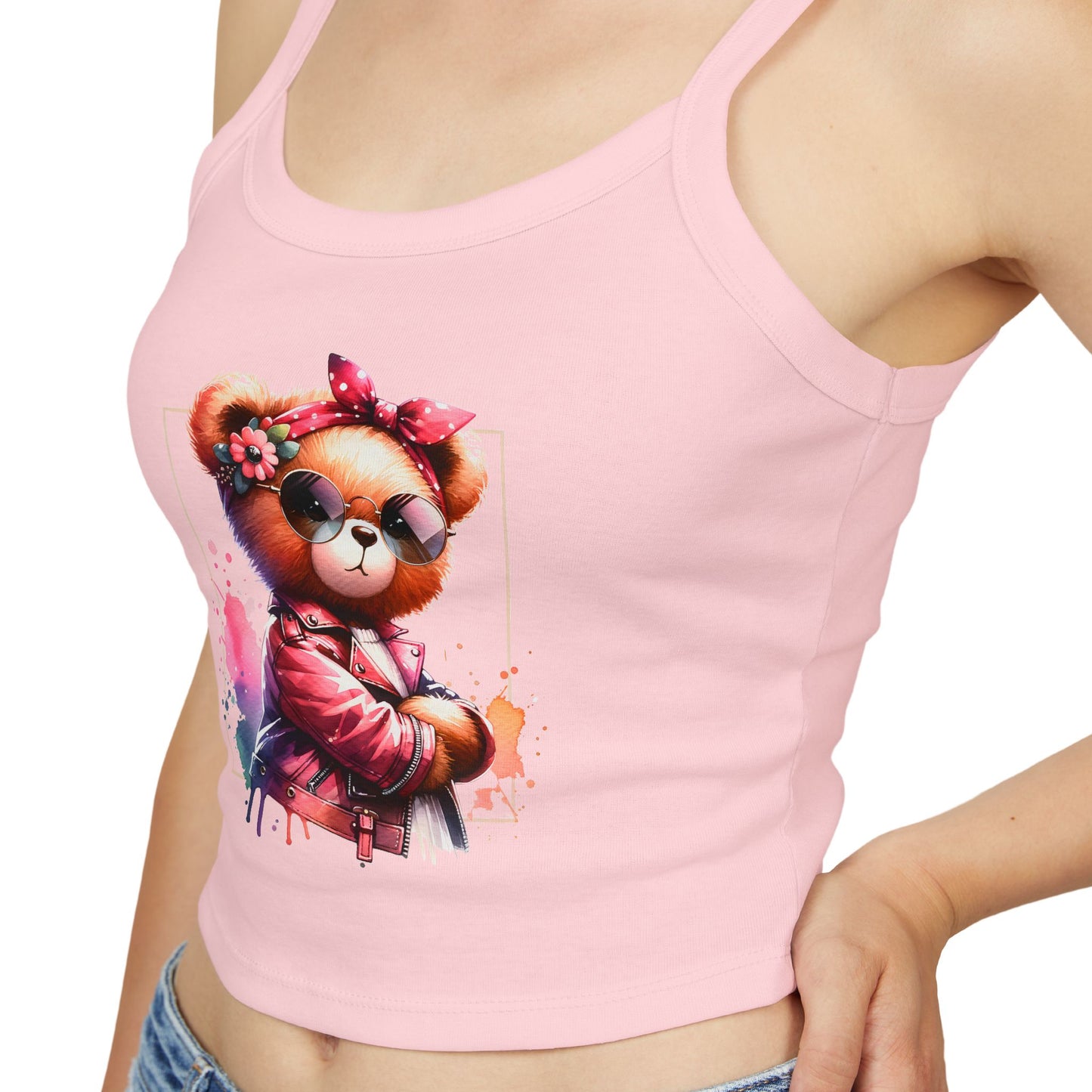 Princess Grace  Cute Graphic Women's Spaghetti Strap Tank Top  Trendy Bear Design