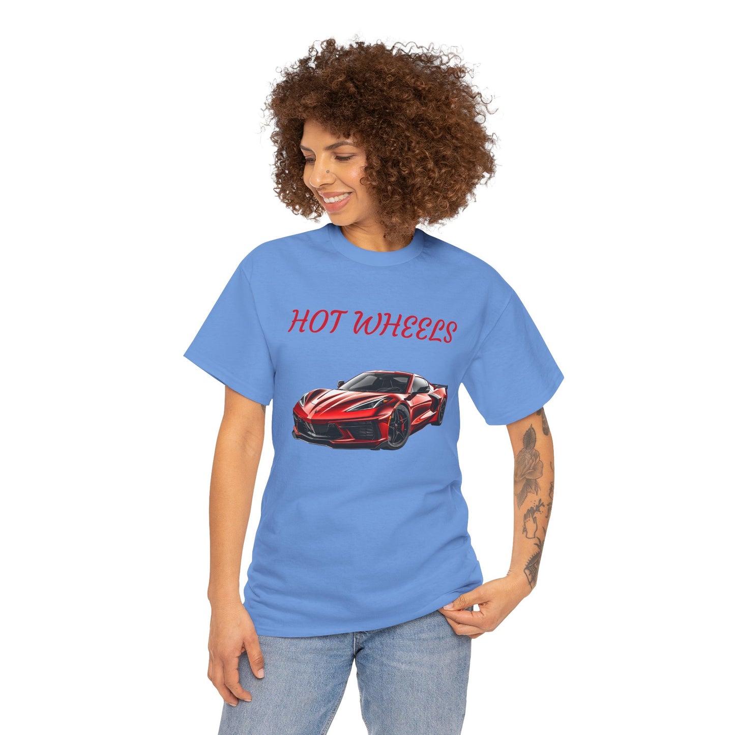 Princess Grace Red Corvette Unisex Heavy Cotton Tee Hot Wheels Racing Graphic Tee for Car Enthusiasts