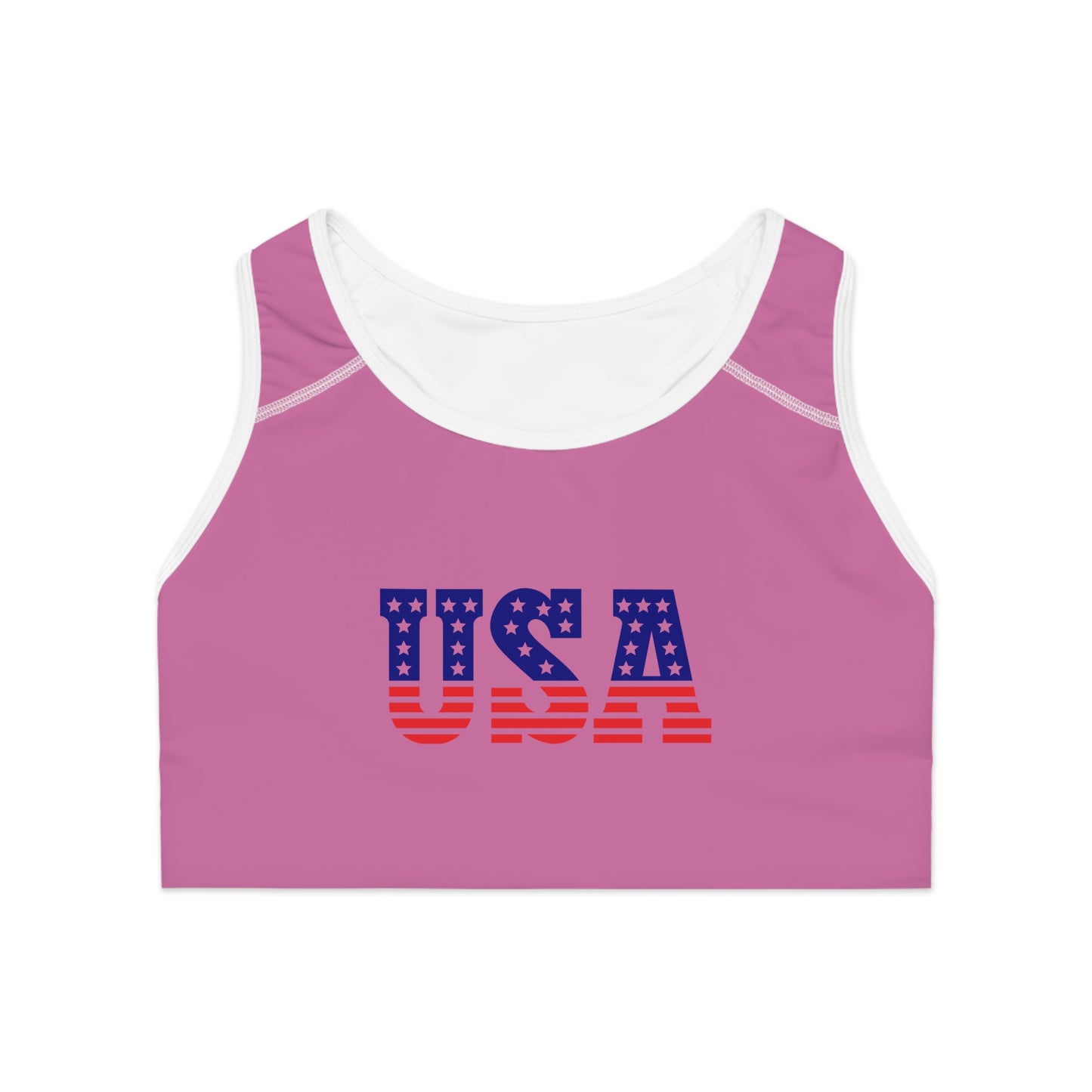 Princess Grace  Patriotic USA Sports Bra Perfect for Gym and National Holidays