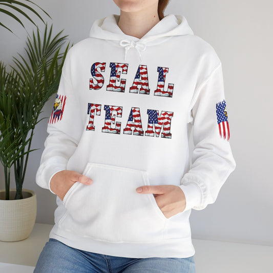 Princess Grace  Patriotic Seal Team Hoodie  Unisex Heavy Blend Sweatshirt for Veterans and Team Spirit