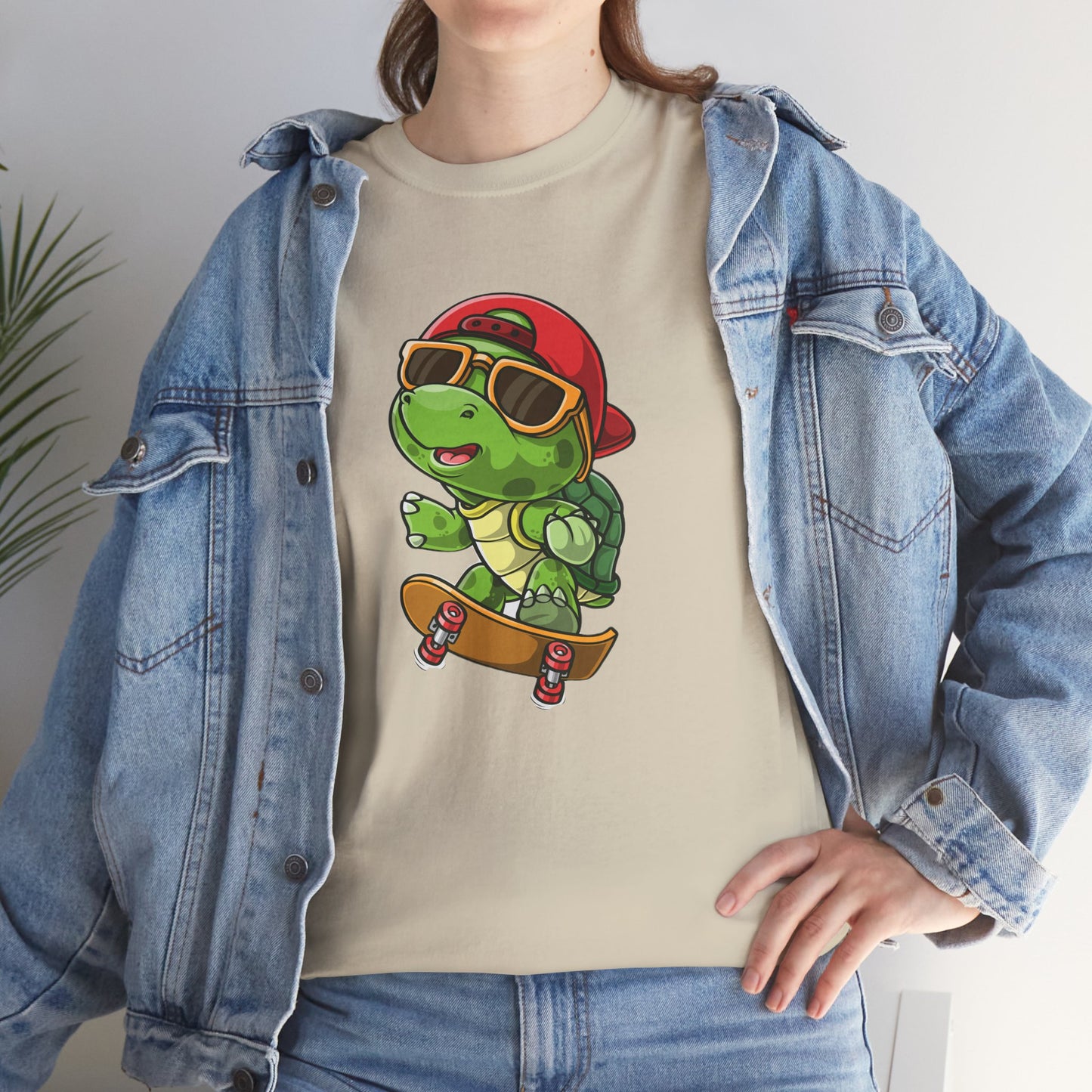 Princess Grace  Cool Skateboarding Turtle Unisex Heavy Cotton Tee