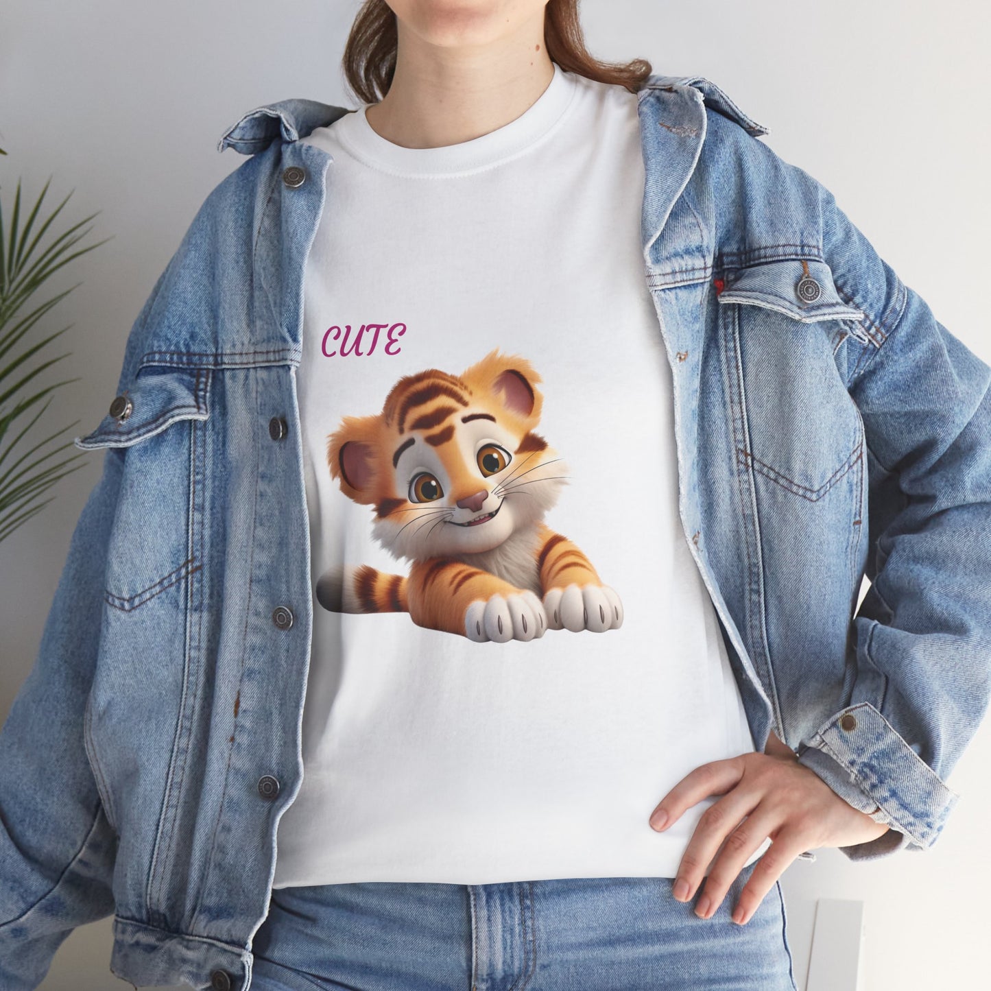 Princess Grace  Cute Tiger Graphic Tee Unisex Heavy Cotton T-Shirt for Animal Lovers