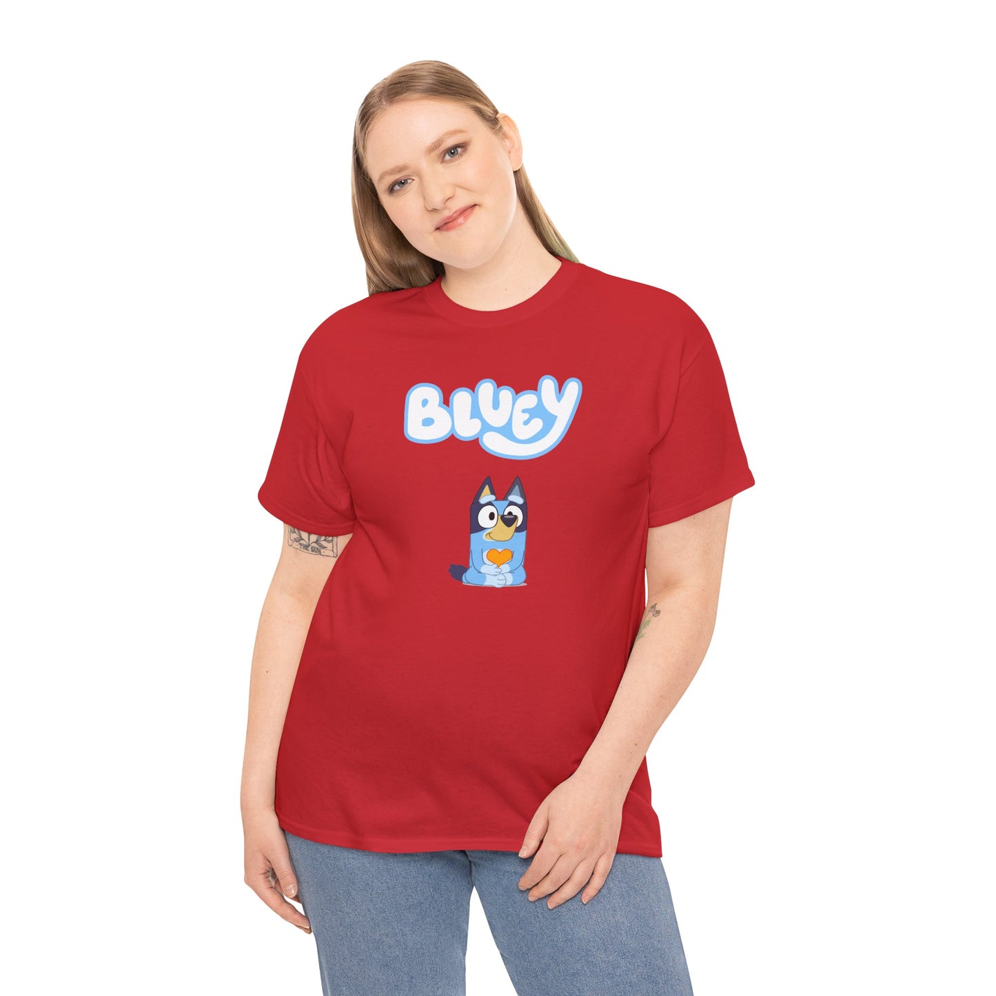 Princess Grace  Bluey Unisex Heavy Cotton Tee  Comfortable Cartoon T-Shirt for Kids and Adults